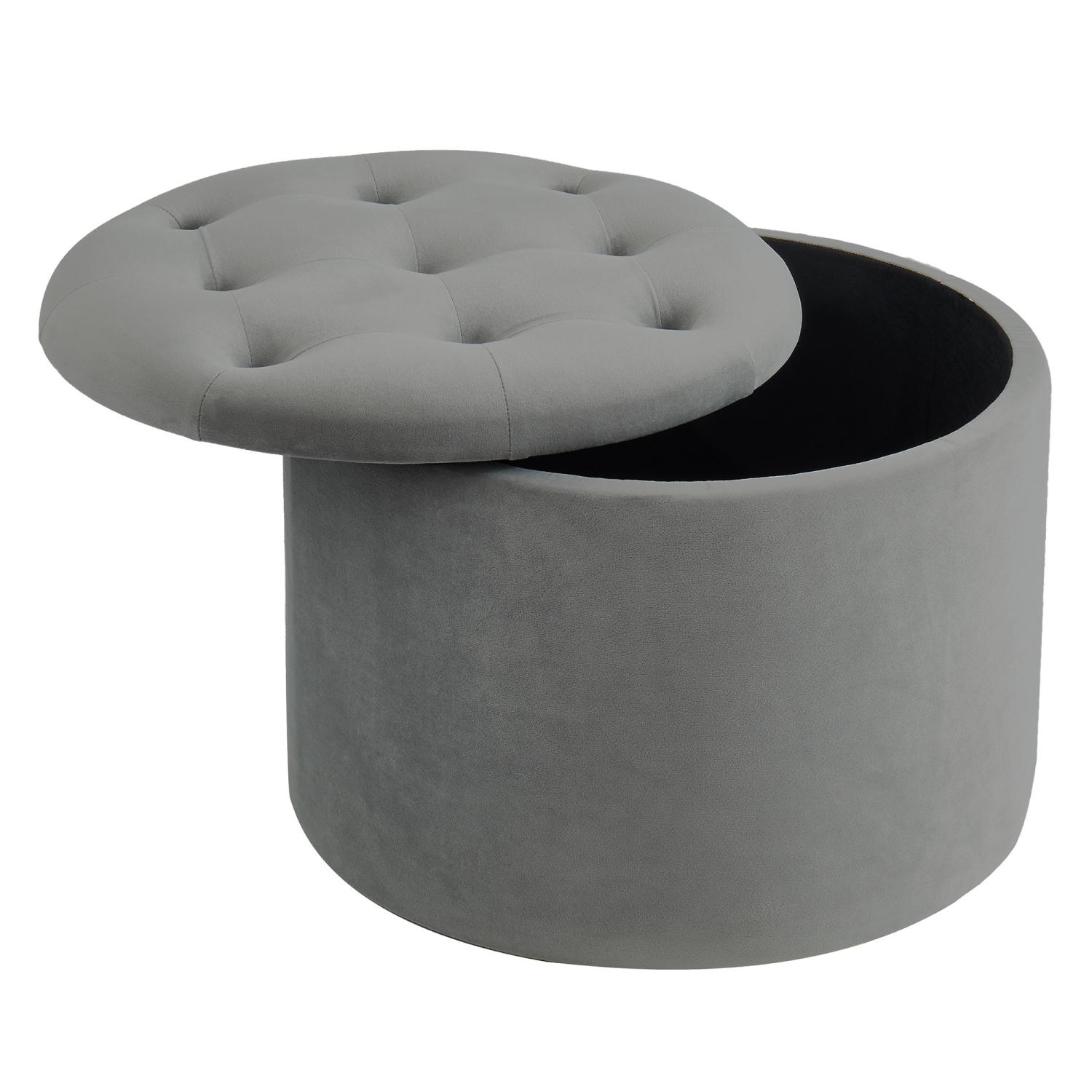 Viva Lifestyle Furiture ROUND STORAGE OTTOMAN - GREY