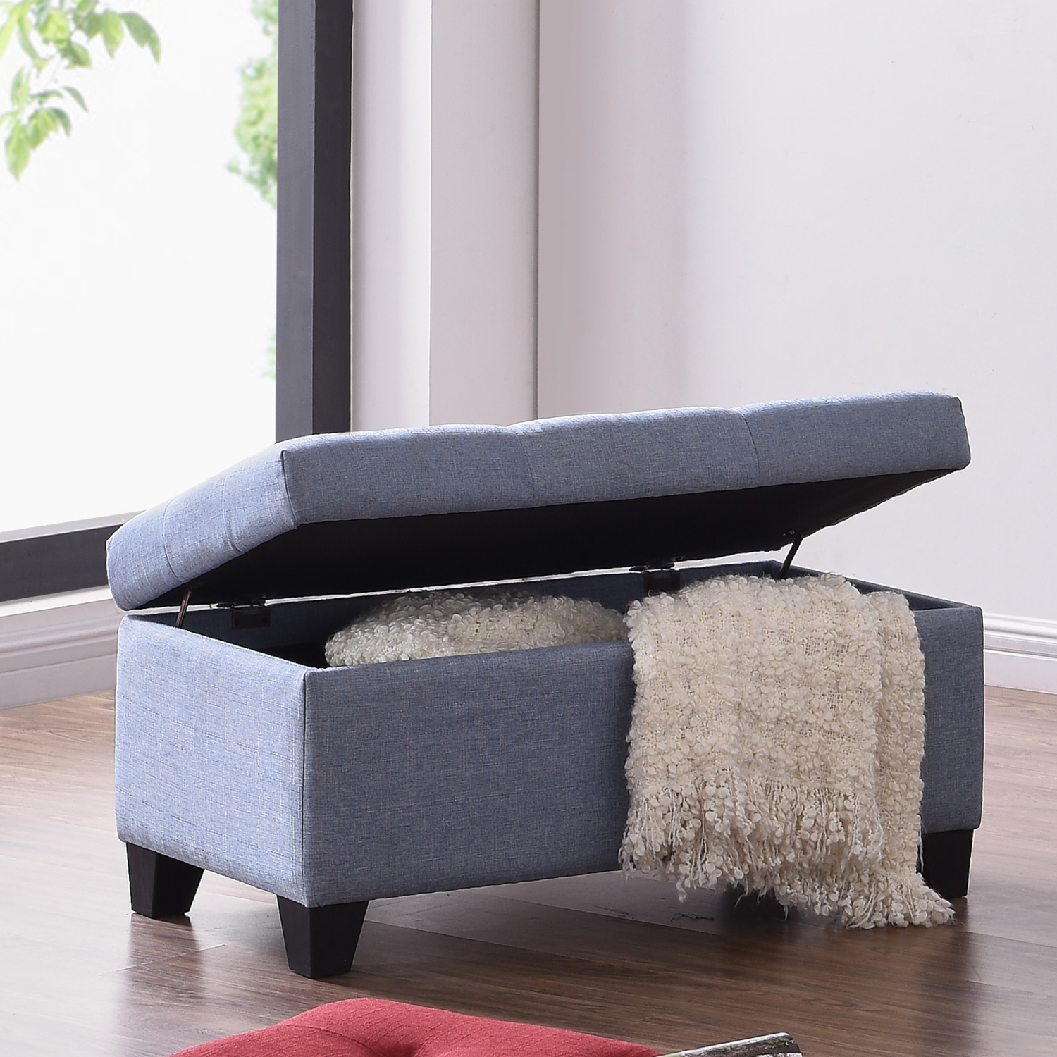 Viva Lifestyle Furiture RECTANGULAR STORAGE OTTOMAN - LIGHT BLUE