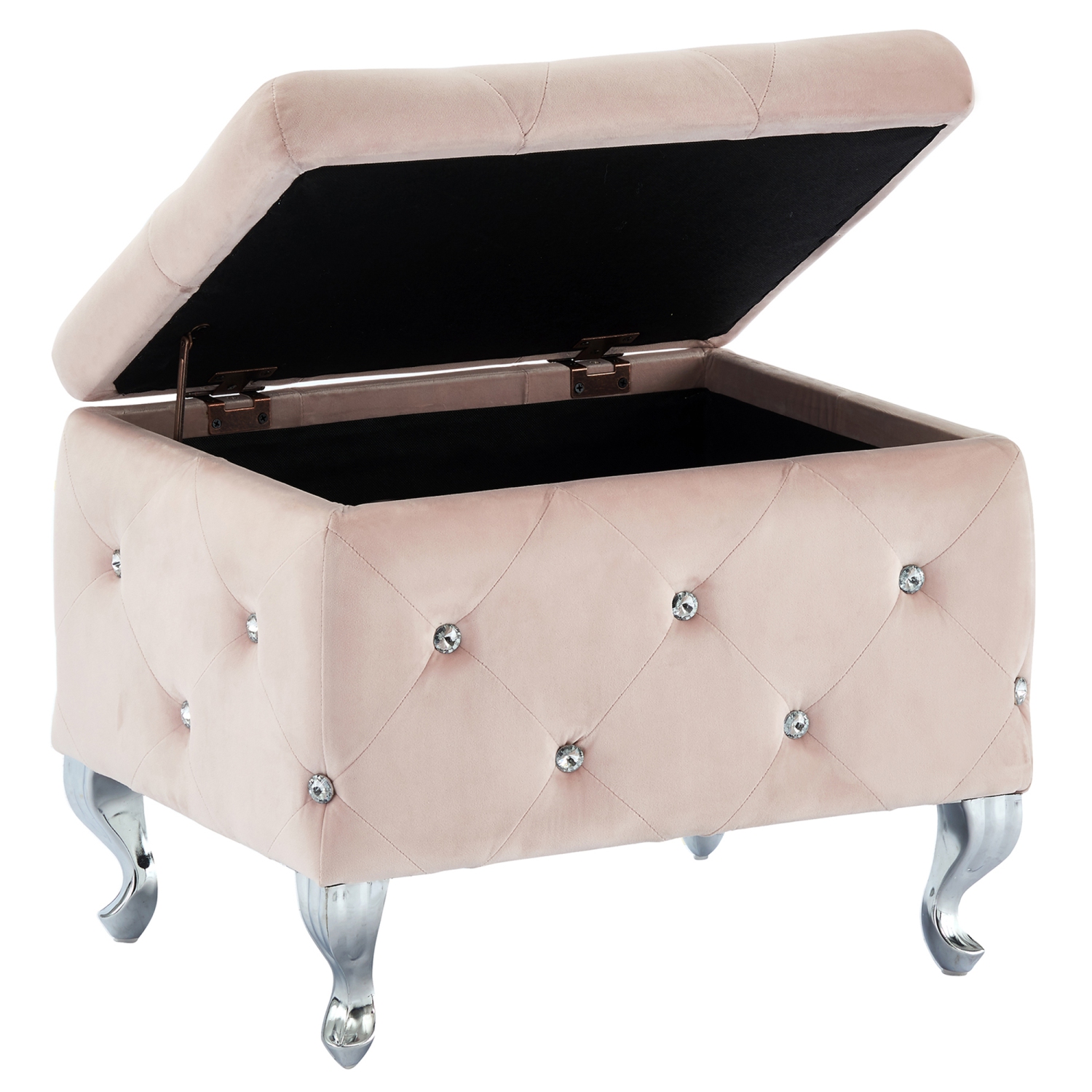 Viva Lifestyle Furiture SINGLE SQUARE STORAGE OTTOMAN - BLUSH