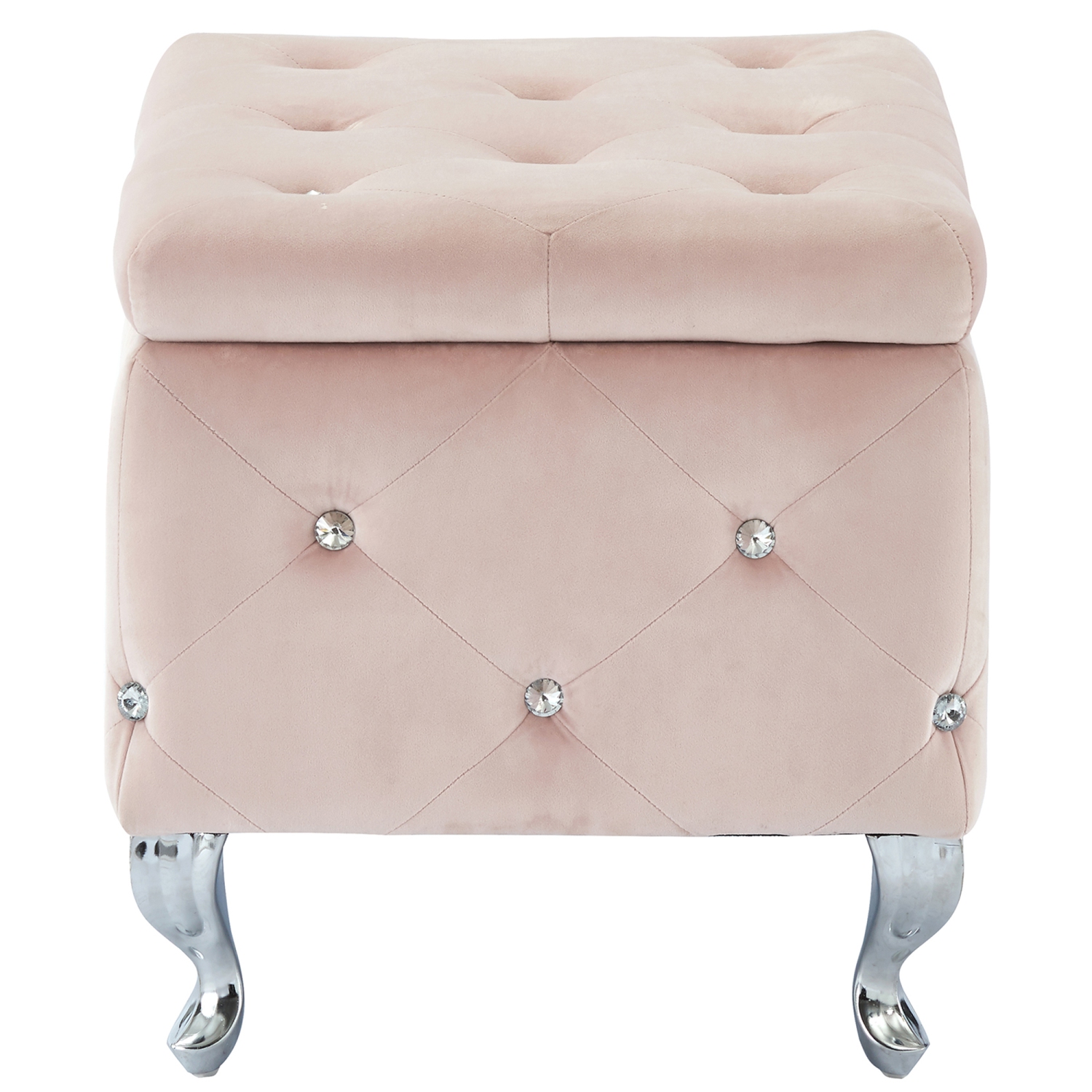 Viva Lifestyle Furiture SINGLE SQUARE STORAGE OTTOMAN - BLUSH