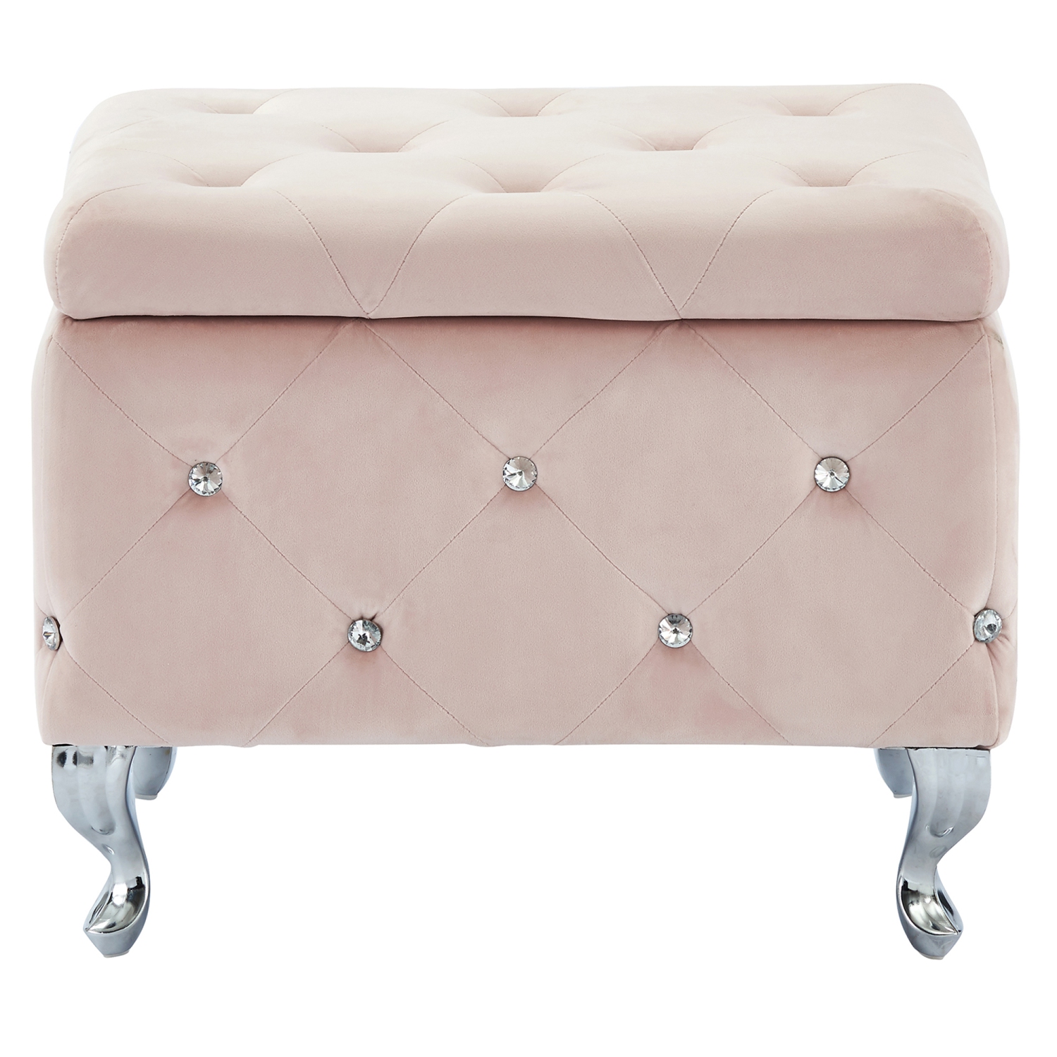 Viva Lifestyle Furiture SINGLE SQUARE STORAGE OTTOMAN - BLUSH