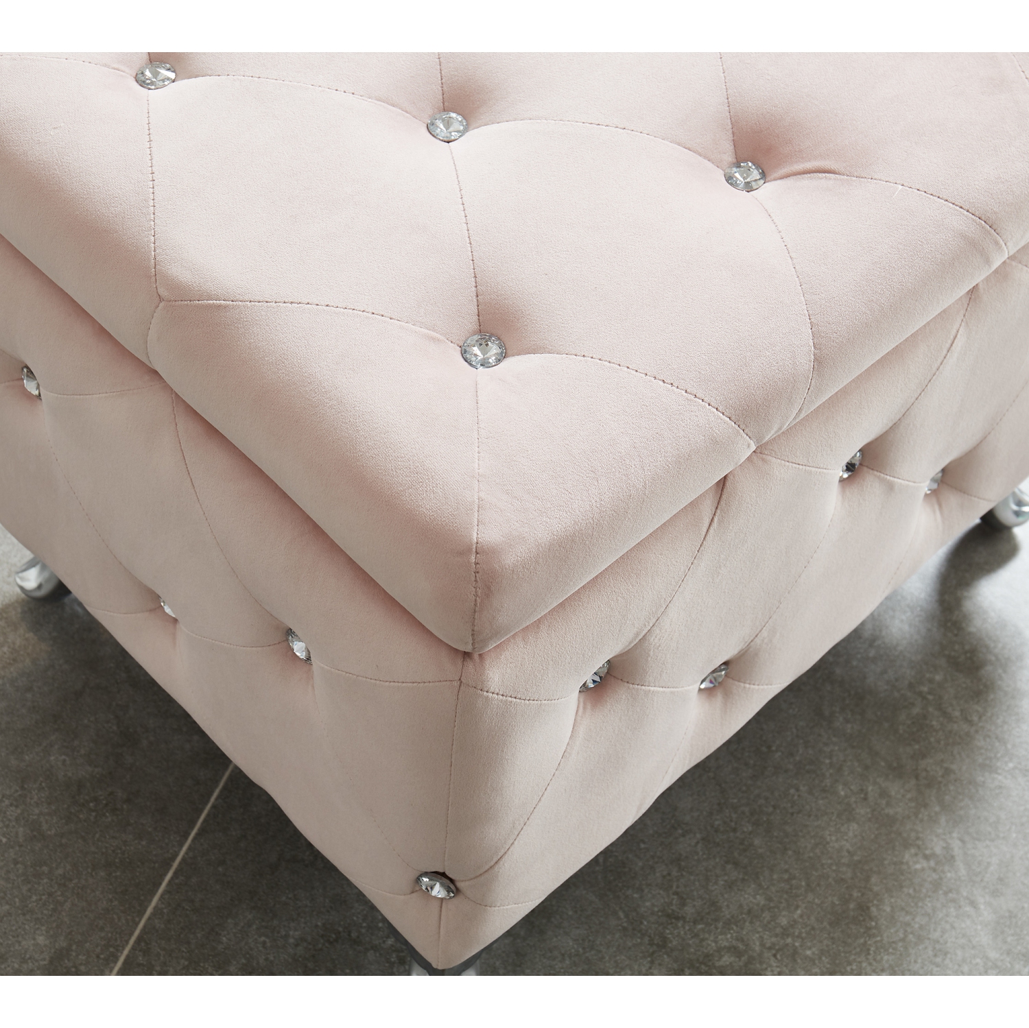Viva Lifestyle Furiture SINGLE SQUARE STORAGE OTTOMAN - BLUSH