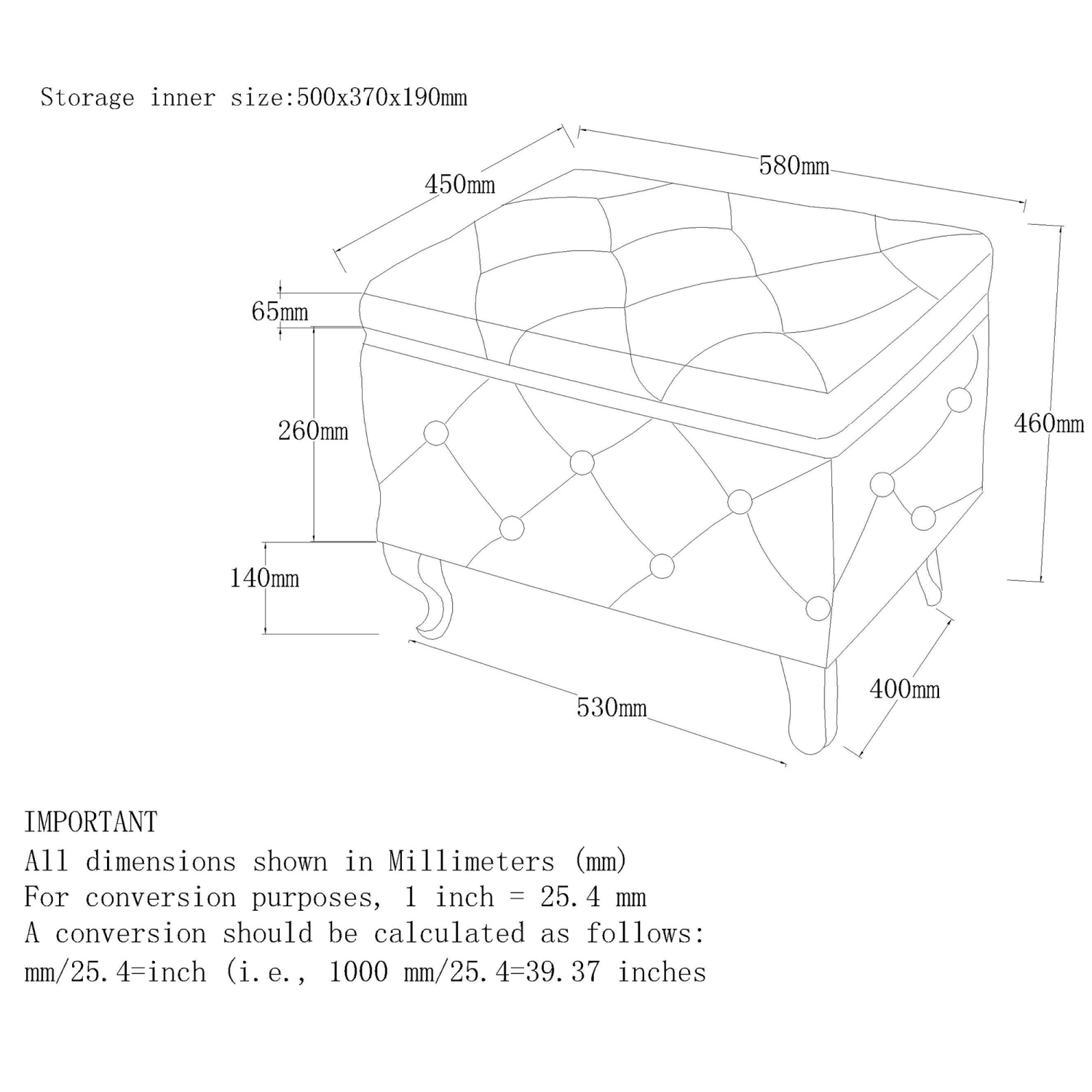 Viva Lifestyle Furiture SINGLE SQUARE STORAGE OTTOMAN - BLUSH