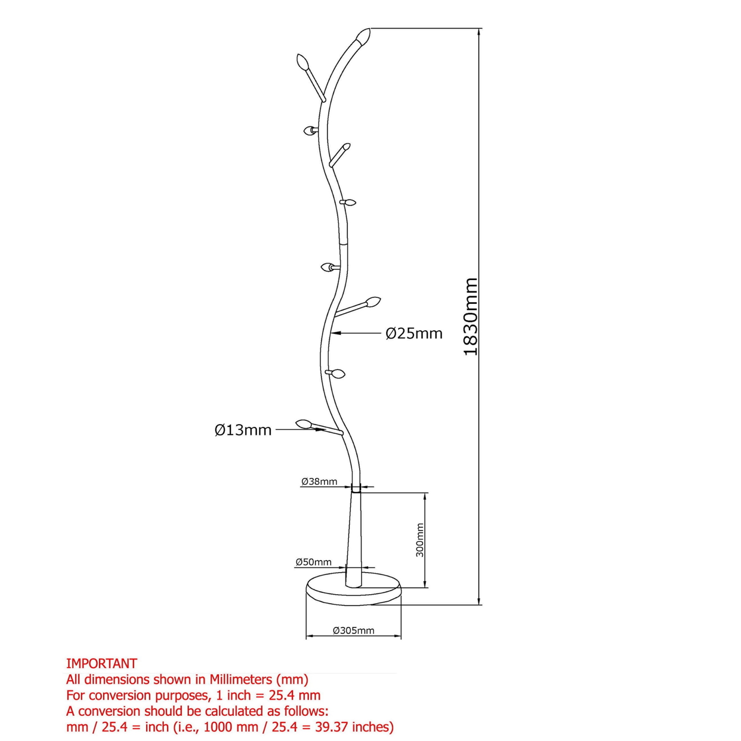 Viva Lifestyle Furiture COAT RACK - BLACK