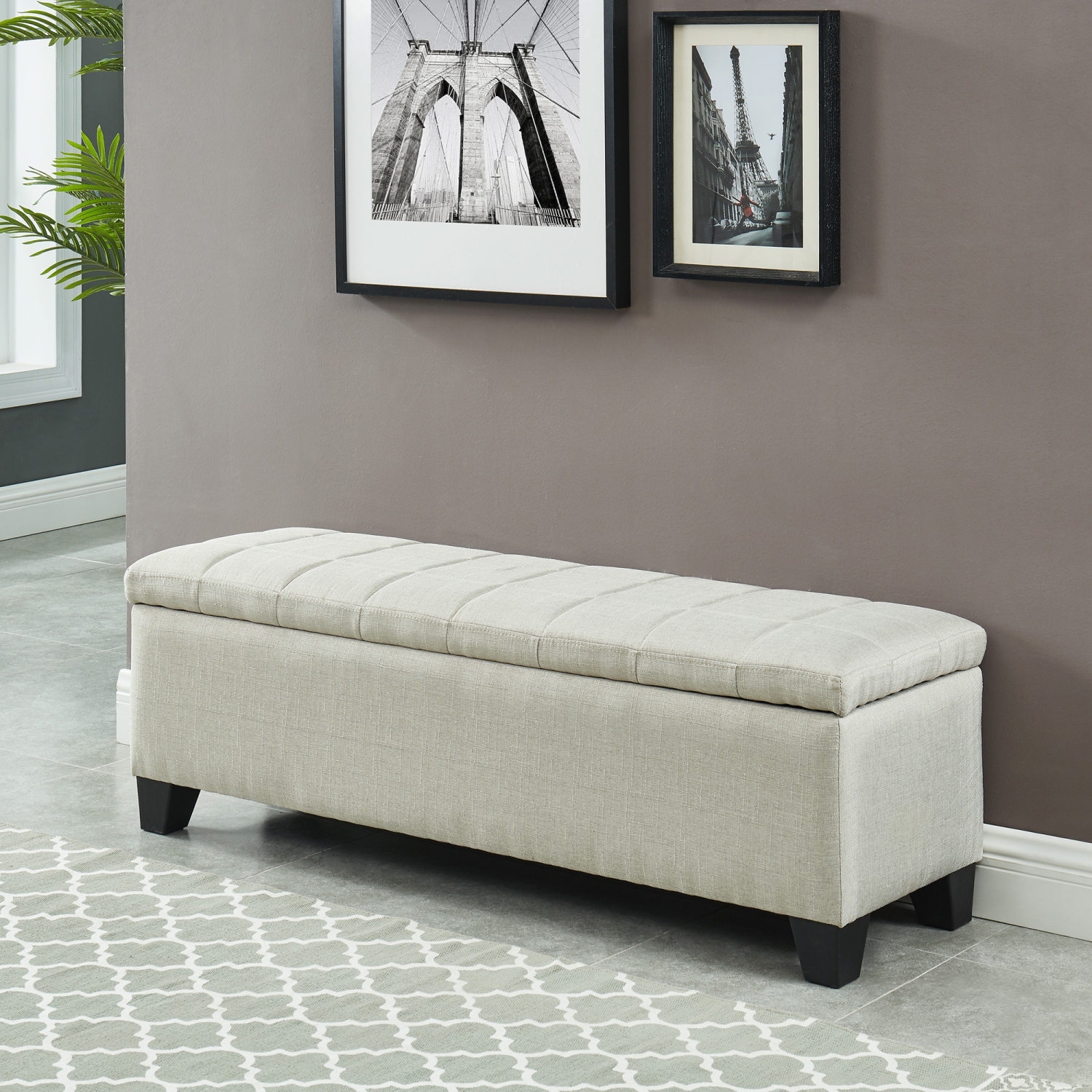 Viva Lifestyle Furiture RECTANGULAR STORAGE OTTOMAN - BEIGE