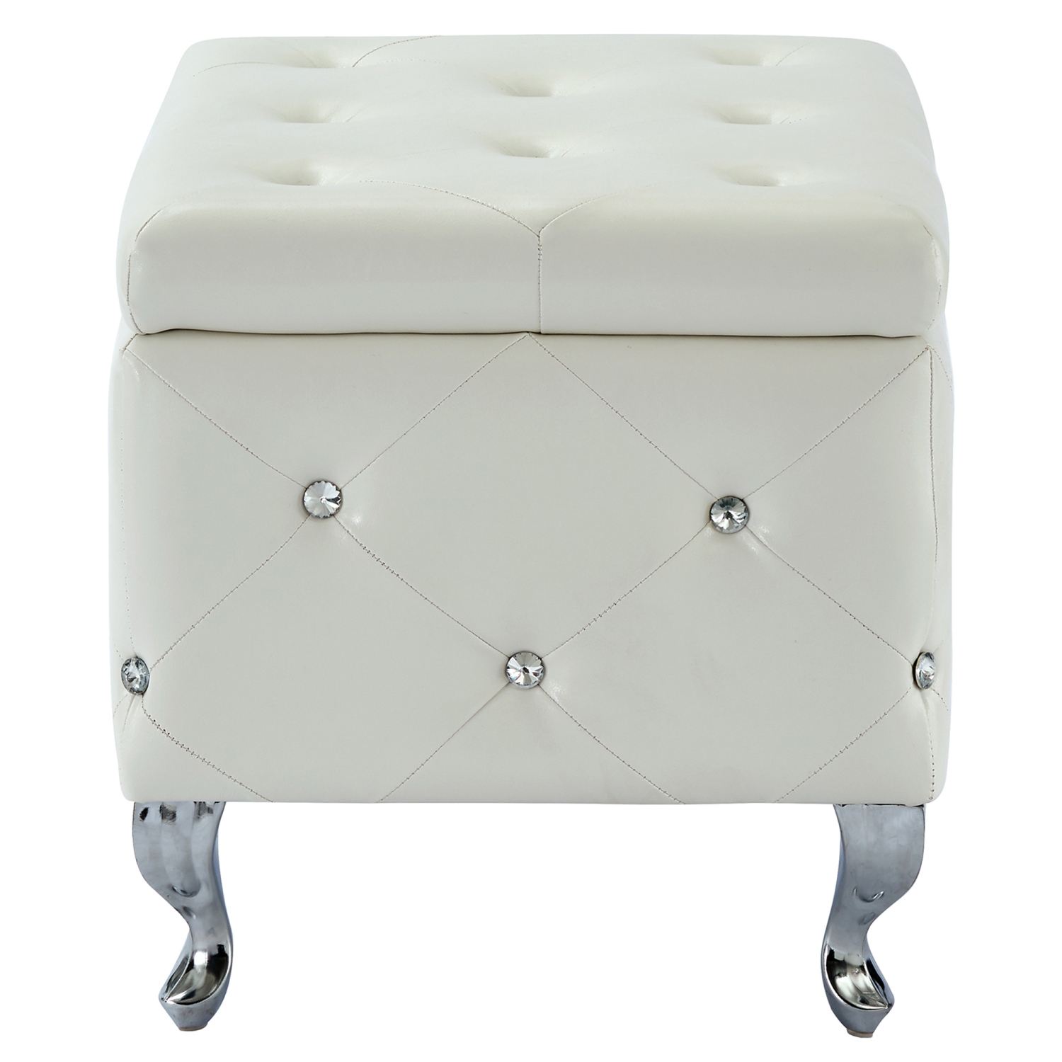 Viva Lifestyle Furiture SINGLE SQUARE STORAGE OTTOMAN - WHITE