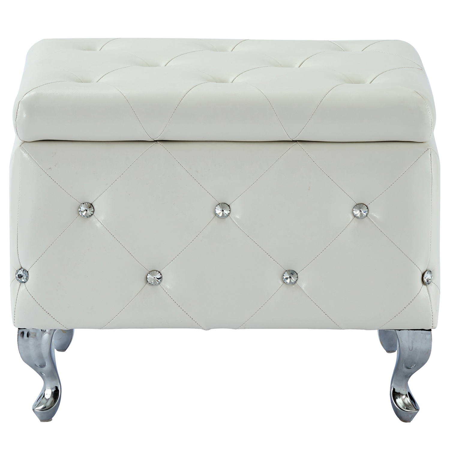 Viva Lifestyle Furiture SINGLE SQUARE STORAGE OTTOMAN - WHITE