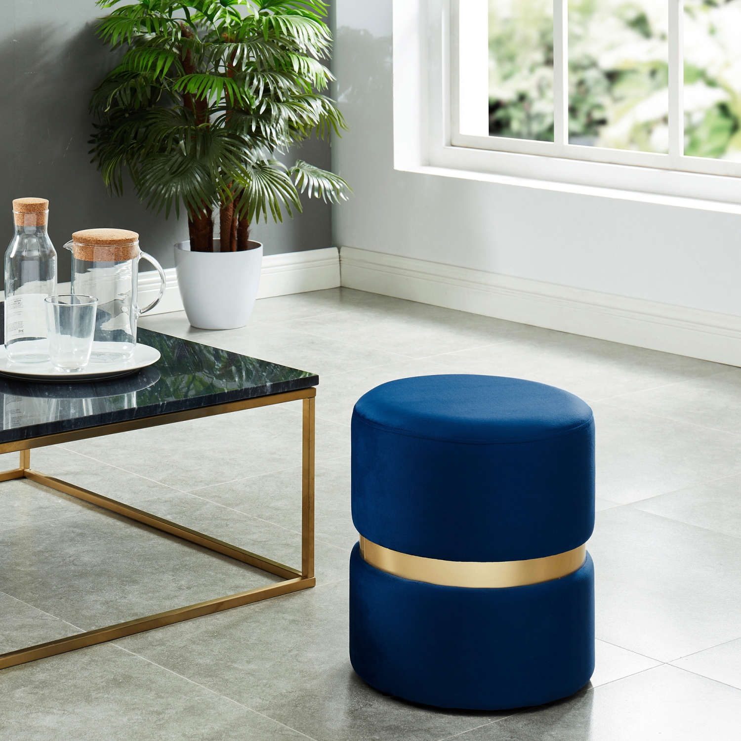 Viva Lifestyle Furiture ROUND OTTOMAN - BLUE