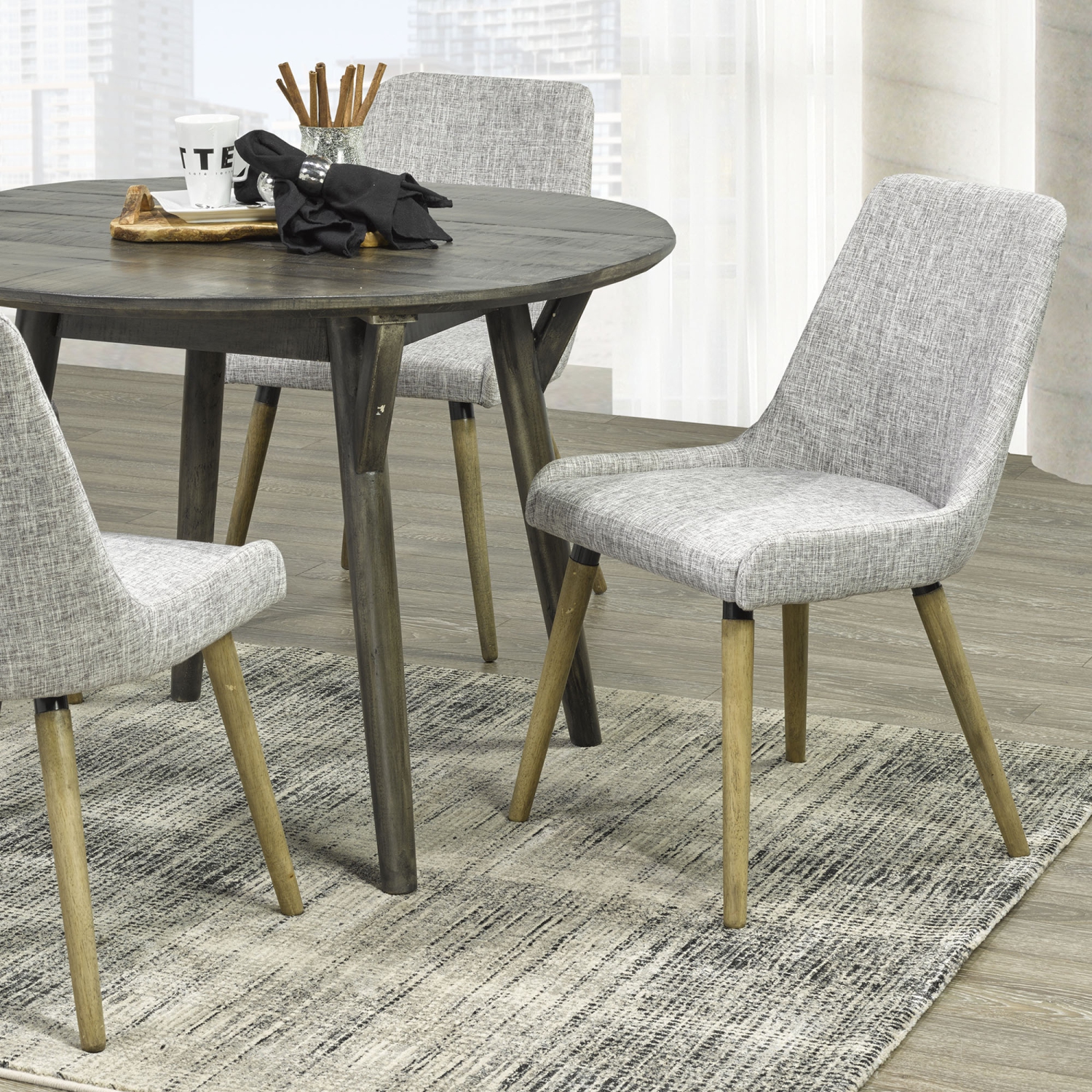 Viva Lifestyle Furiture SIDE CHAIR, SET OF 2 - LIGHT GREY/GREY LEG