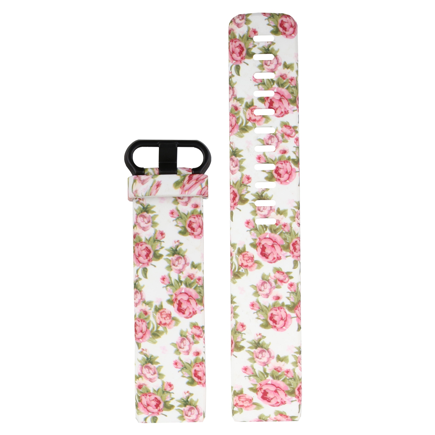 StrapsCo Patterned Silicone Rubber Watch Band Strap for Fitbit Charge 3 & Charge 4 - Medium-Long - Vintage Floral