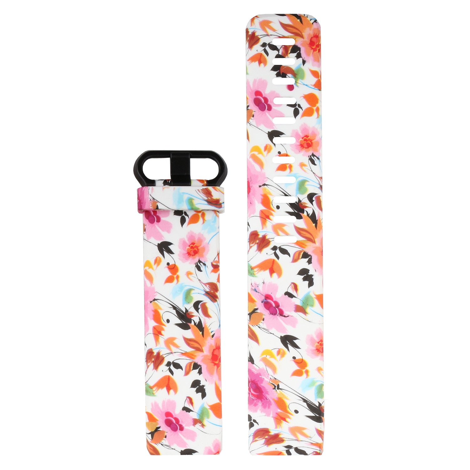 StrapsCo Patterned Silicone Rubber Watch Band Strap for Fitbit Charge 3 & Charge 4 - Medium-Long - Autumn Flowers