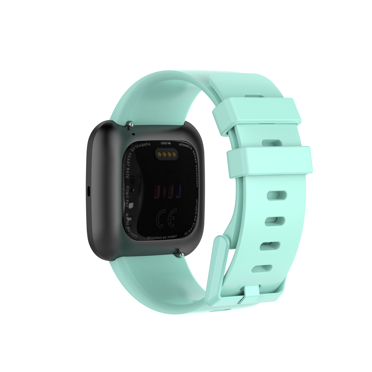 StrapsCo Silicone Rubber Watch Band Strap with Matching Buckle for Fitbit Versa - Short-Medium - Mint Green