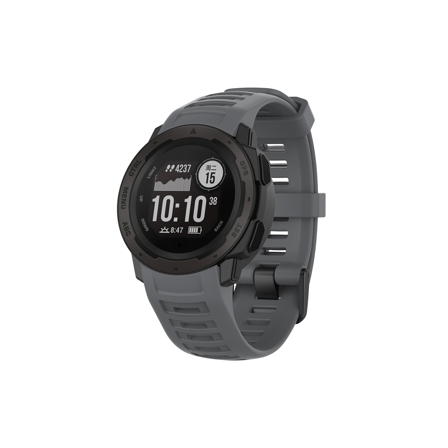 Bracelet en caoutchouc de silicone de StrapsCo pour Instinct de Garmin - Gris