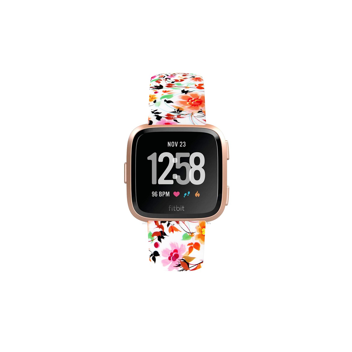 StrapsCo Patterned Pin-and-Tuck Rubber Watch Band Strap for Fitbit Versa - Fall Flowers