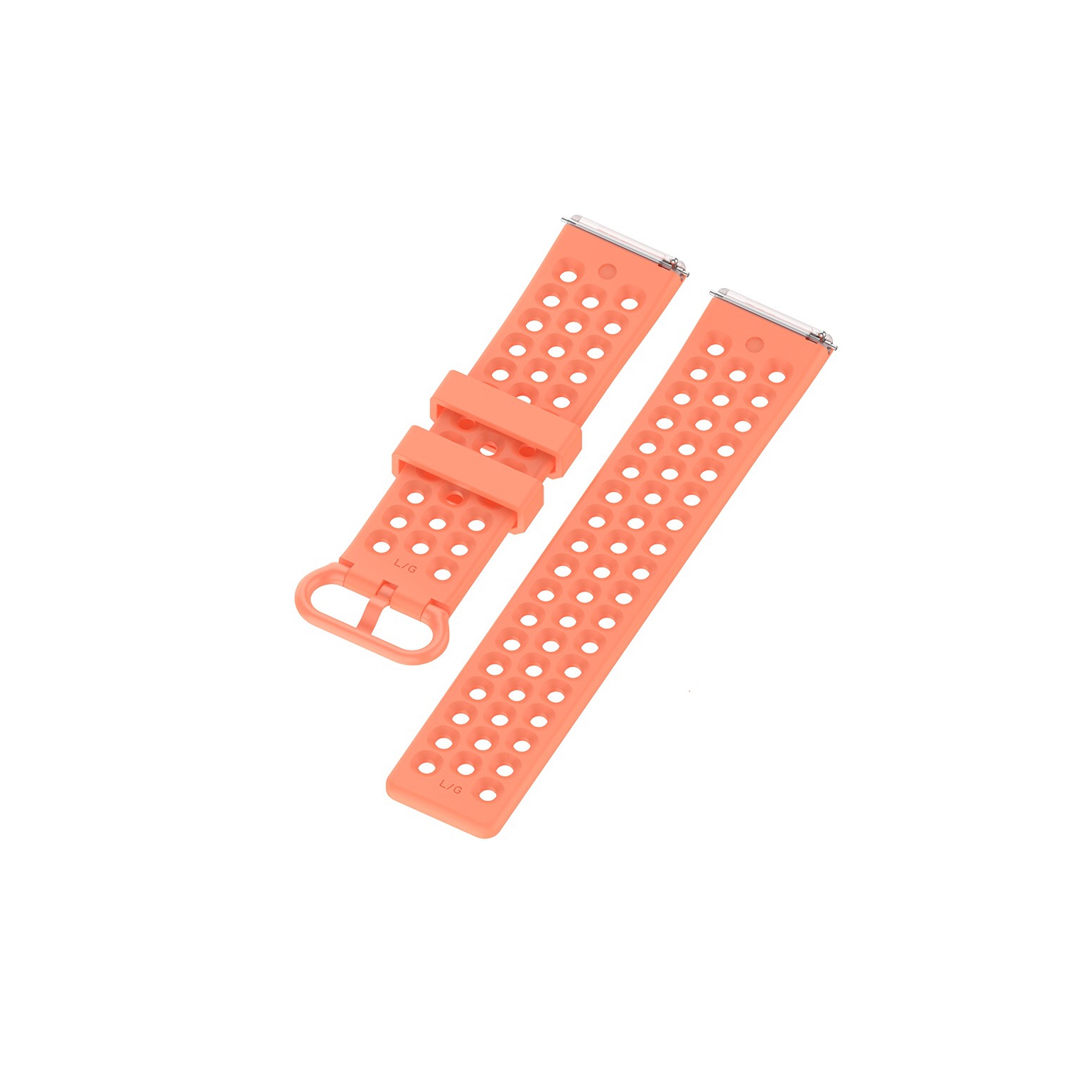 StrapsCo Bracelet de Montre en Caoutchouc de Silicone Perforé pour Fitbit Versa - Court-Médium - Rose-Orange