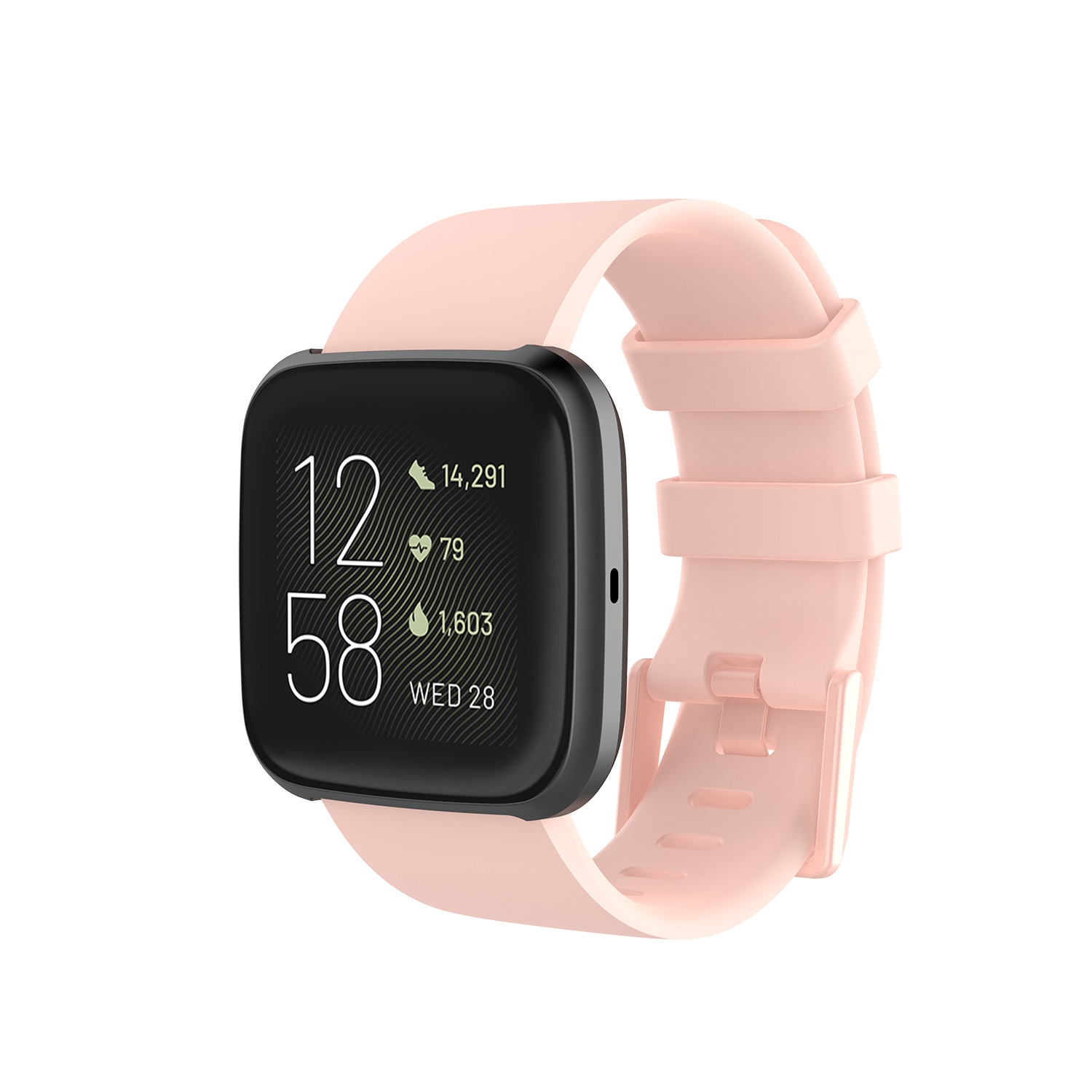 Bracelet en silicone et caoutchouc de StrapsCo pour montre Versa de Fitbit avec boucle assortie - court-moyen - Rose
