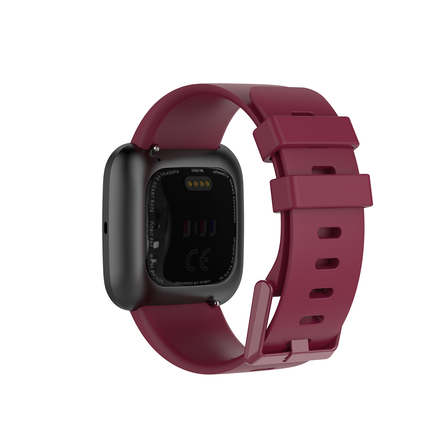 StrapsCo Bracelet de Montre en Caoutchouc de Silicone avec Boucle Assortie pour Fitbit Versa - Court-Médium - Violet Sangria