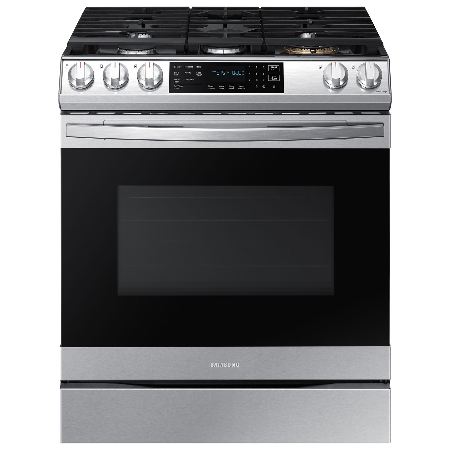 Samsung 30" 6.0 Cu. Ft. True Convection 5-Burner Slide-In Gas Air Fry Range (NX60T8511SS/AA) -Stainless