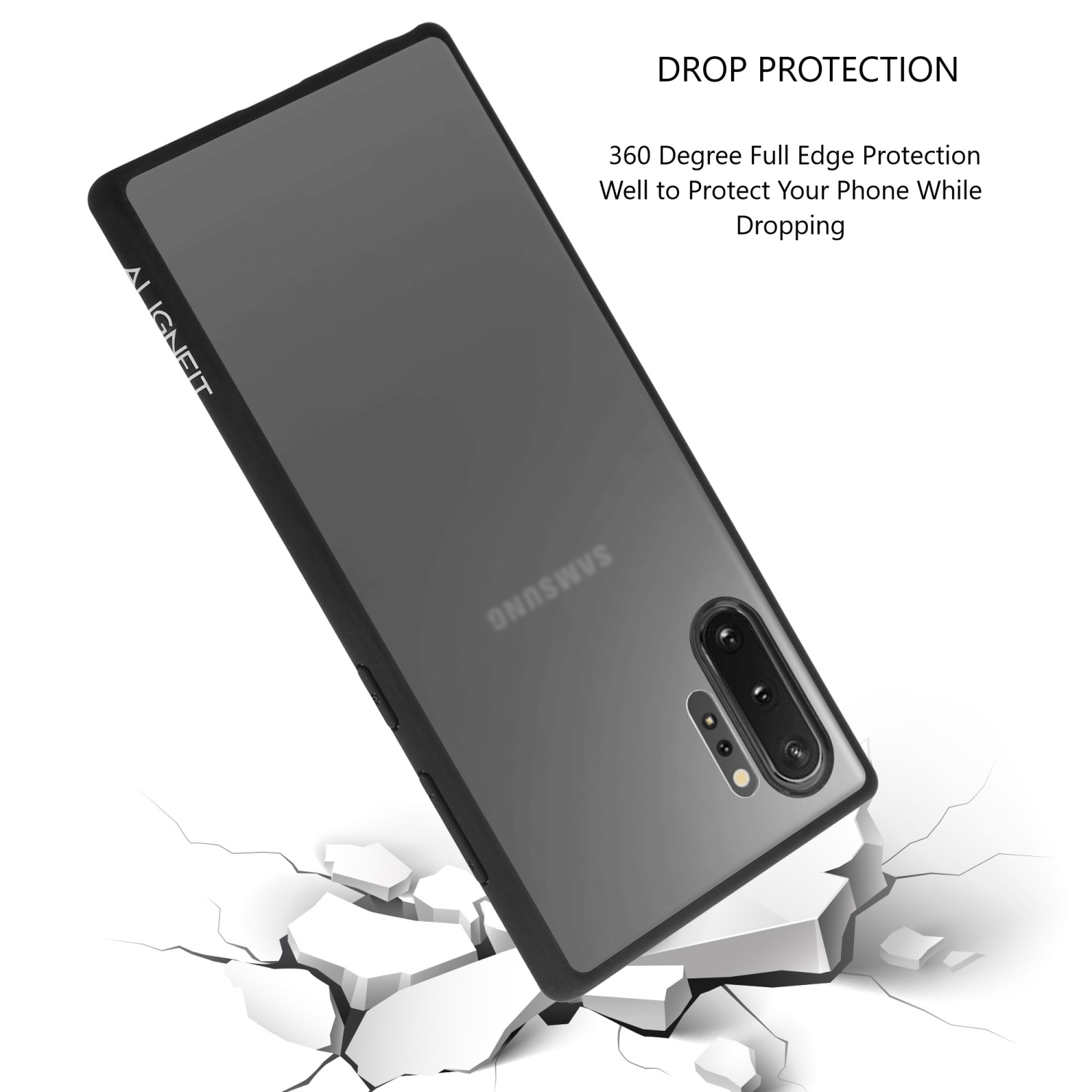 ALIGNFIT SYMMETRY FITTED HARD CASE FOR SAMSUNG NOTE 10 PLUS WITH FREE TWS BLUETOOTH- CLEAR BLACK