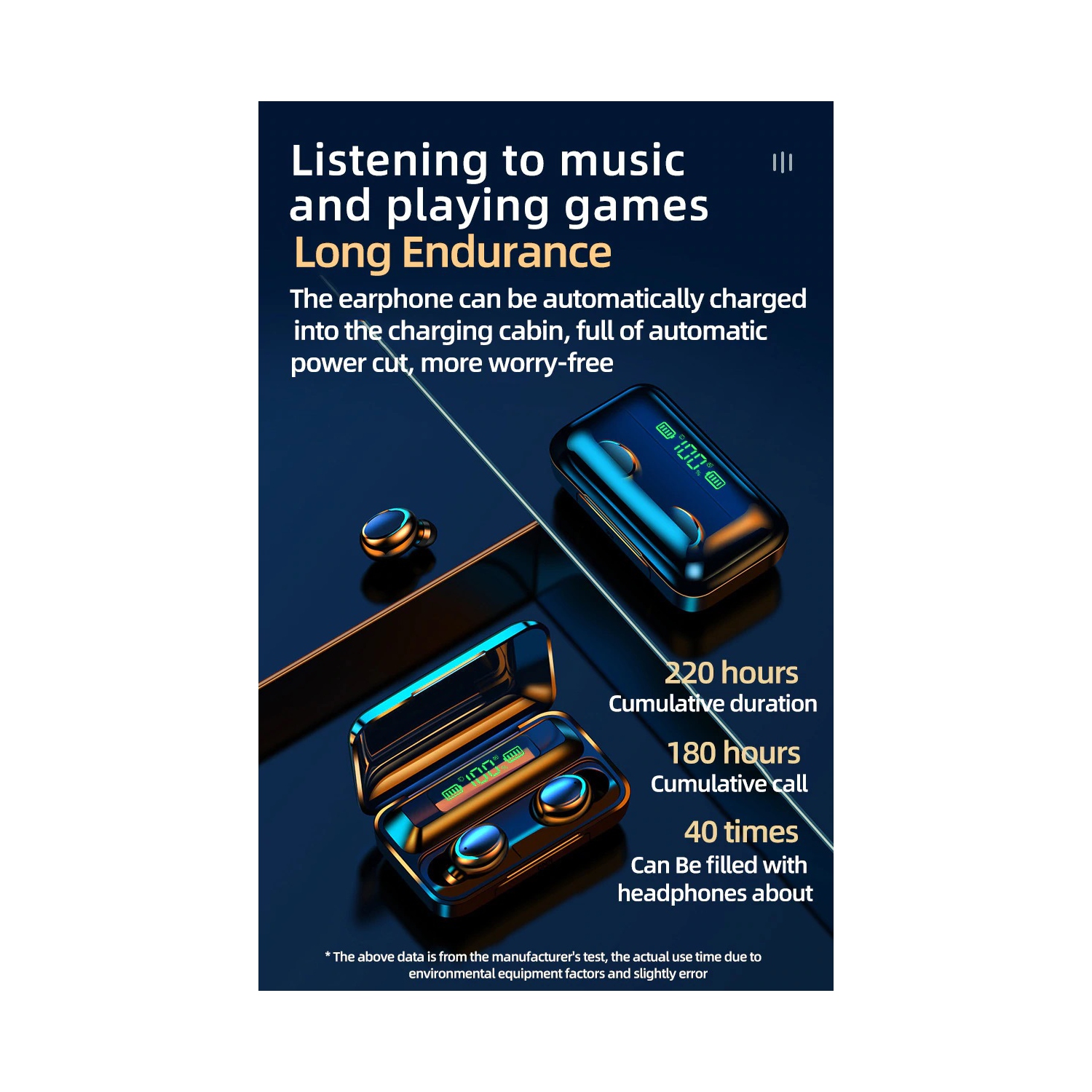 Wireless Headphones TWS Bluetooth 5.0 Earphones 9D Stereo Sport Waterproof with LED Display Touch Control Headset earbuds