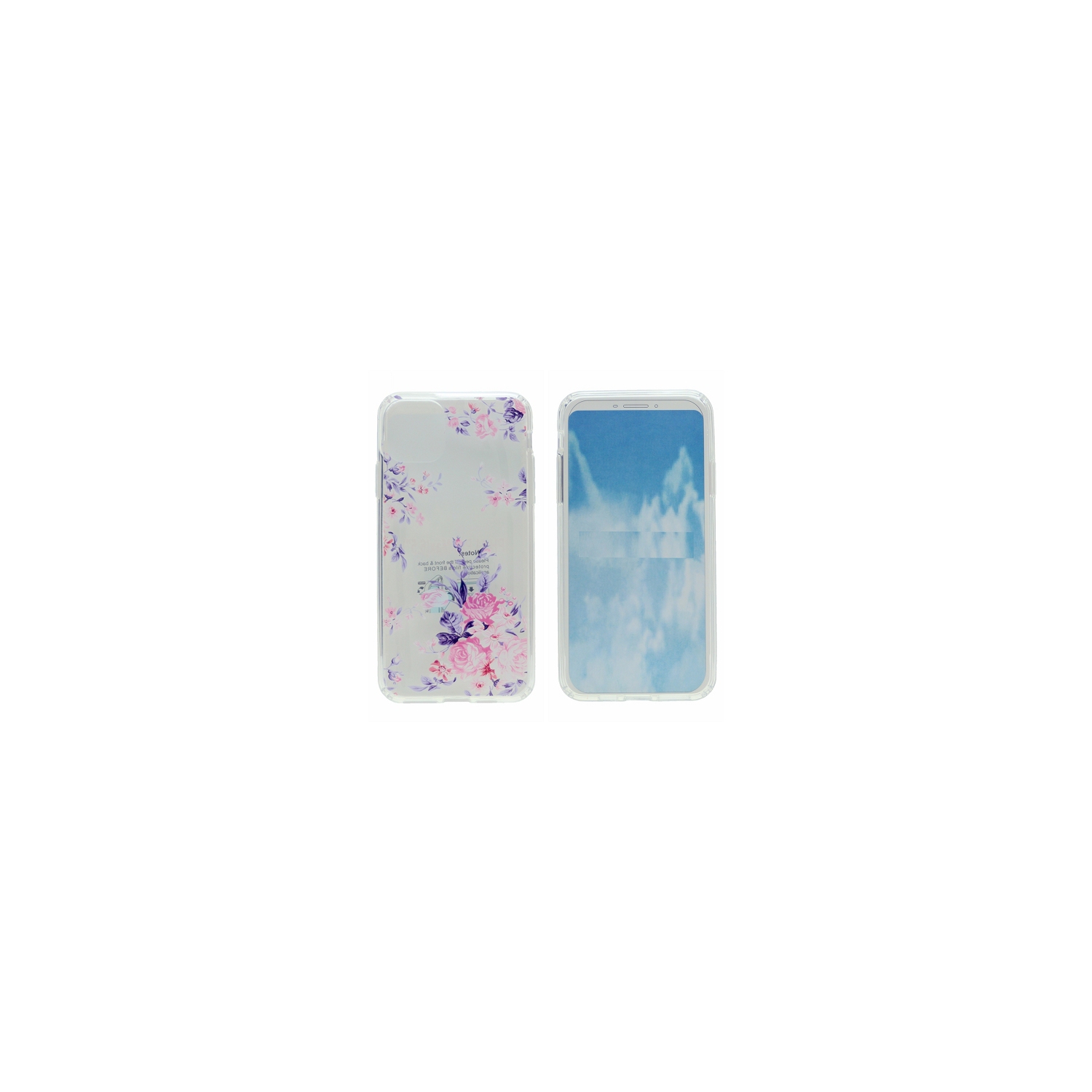 Hard PC Back w/ TPU Bumper+Flower Design CoverPhone Case for iPhone 11 Pro,Light Purple