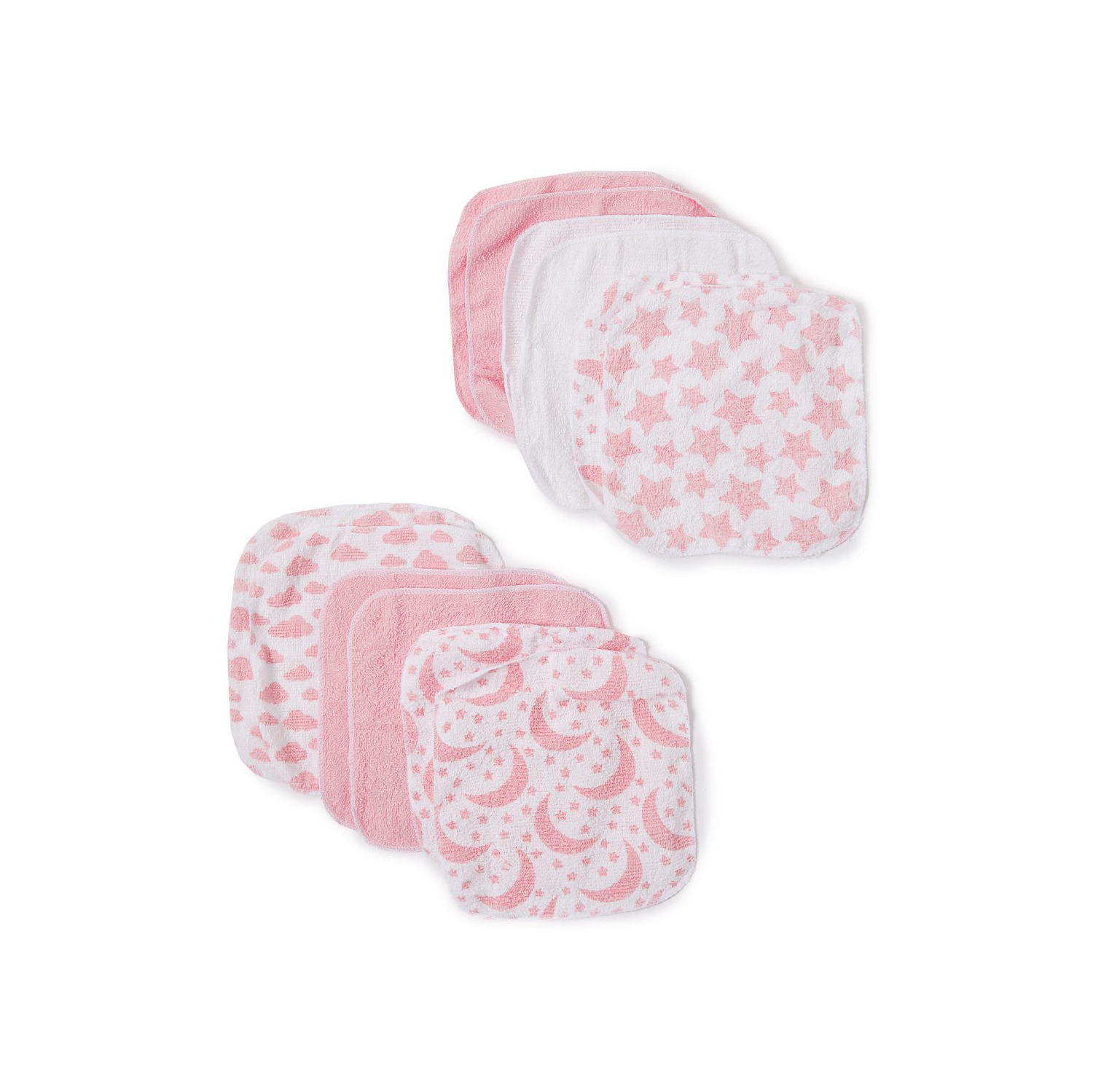 Pink Clouds & Stars Washcloth Set