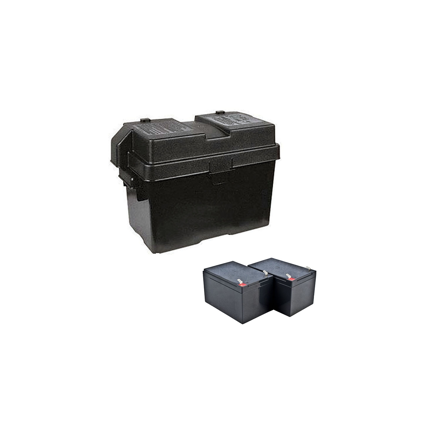 ALEKO Battery Box LM130/12AH for two 12AH Batteries + 2 x 12V 12AH Batteries