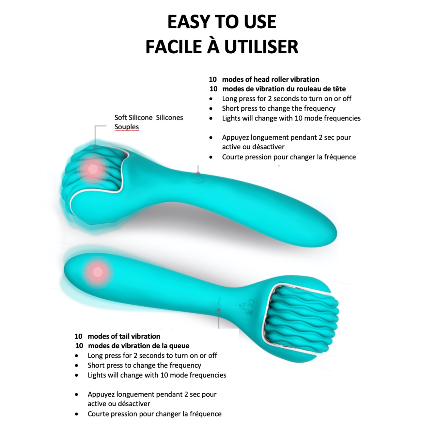 Stimula Deep Cove Personal Hand Held Double Ended Vibrating Roller Massager Vibrator – Rechargeable