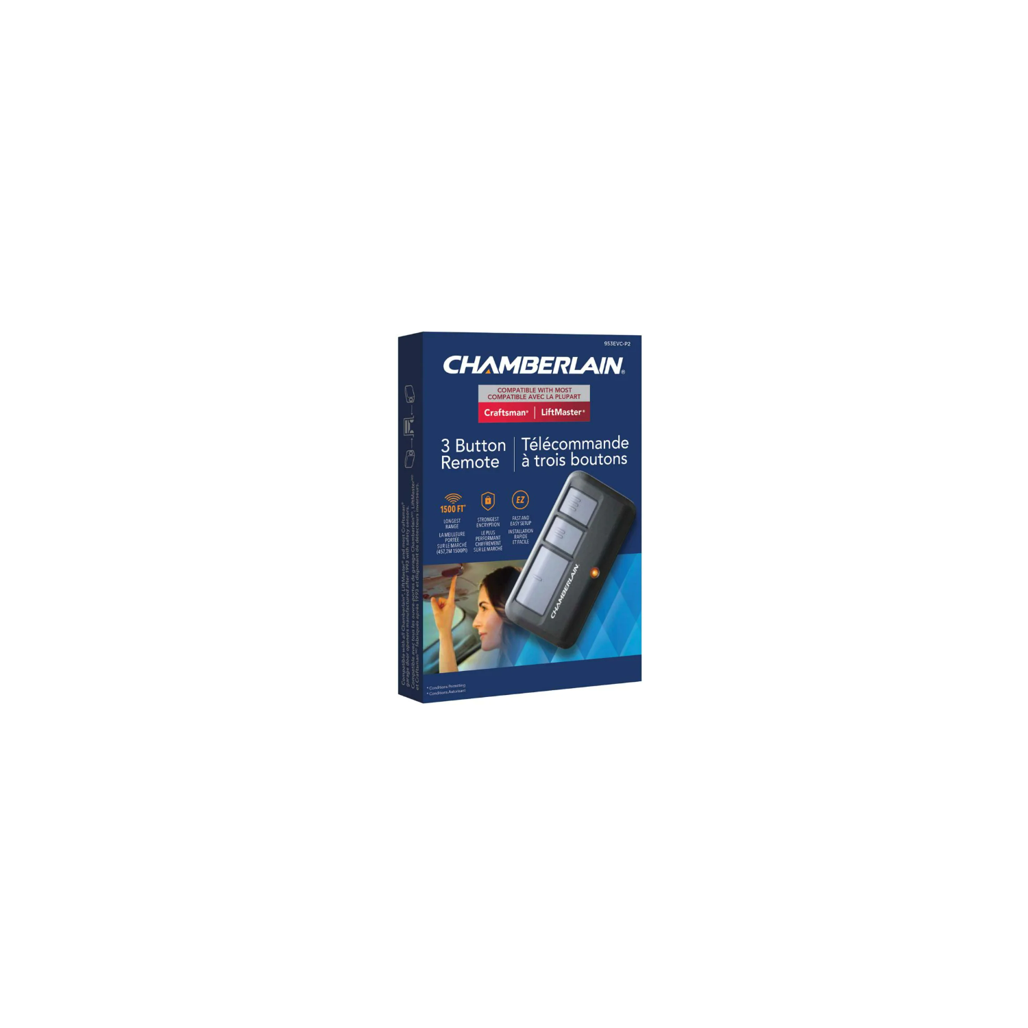 Chamberlain 3 Button Universal Garage Door Opener Remote - Dual Frequency