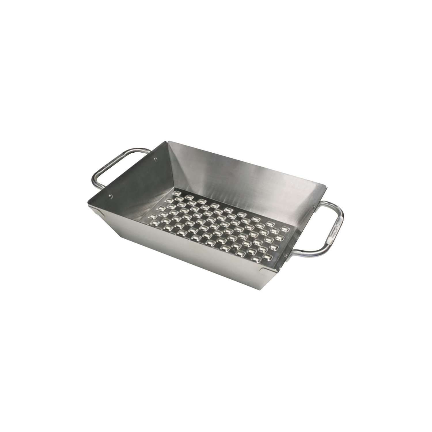 Wok carré et profond avec perforations en acier inoxydable pour barbecue