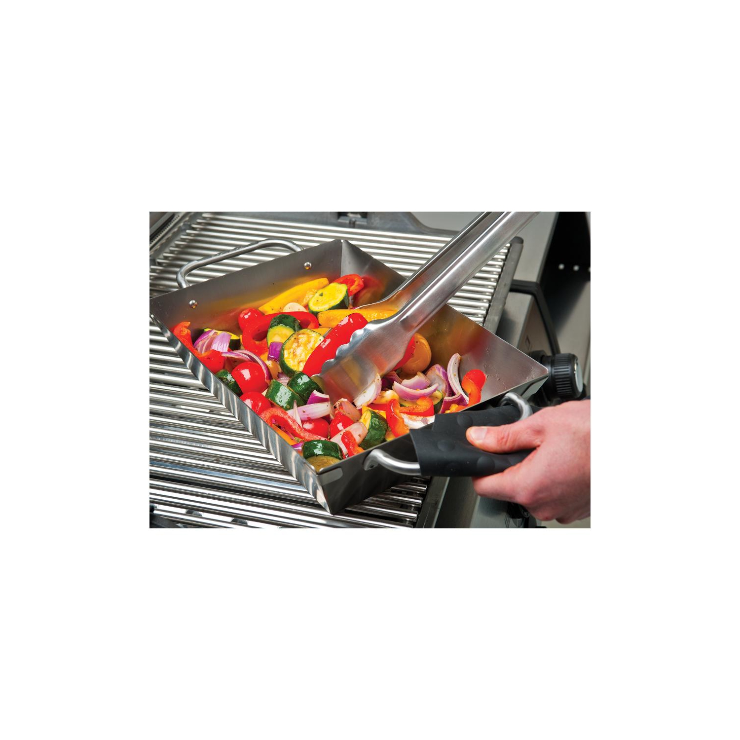 Wok carré et profond avec perforations en acier inoxydable pour barbecue