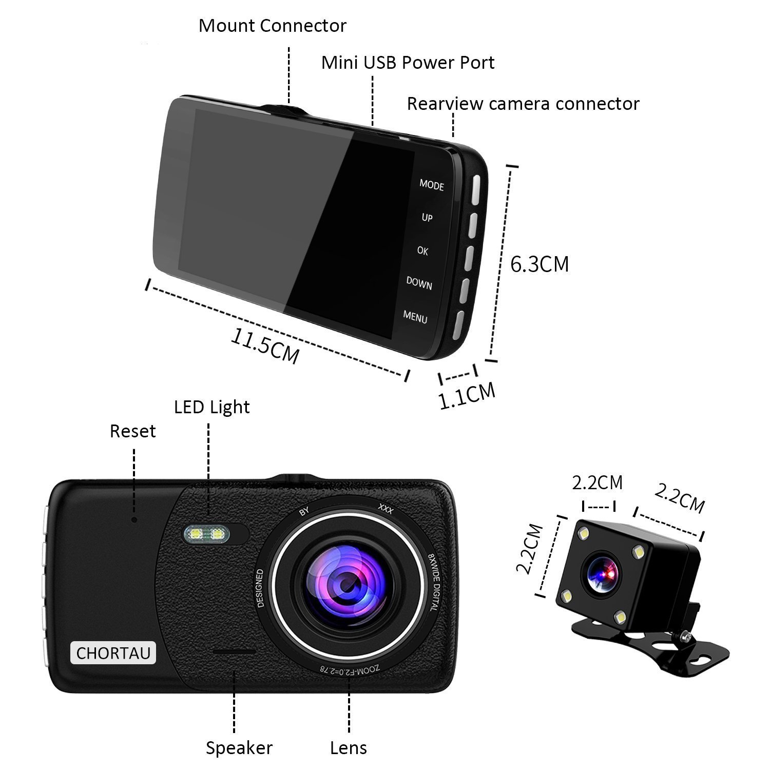 China 1080P Full HD car dvr Ntk96658 hidden design car dash cam