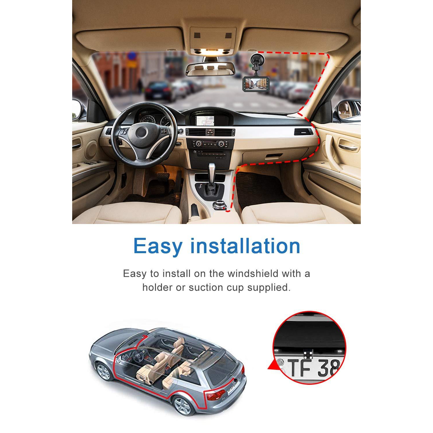 Dash Cam for Cars Front and Rear CHORTAU Dual 3 inch Dashcam Full... | Best Buy Canada