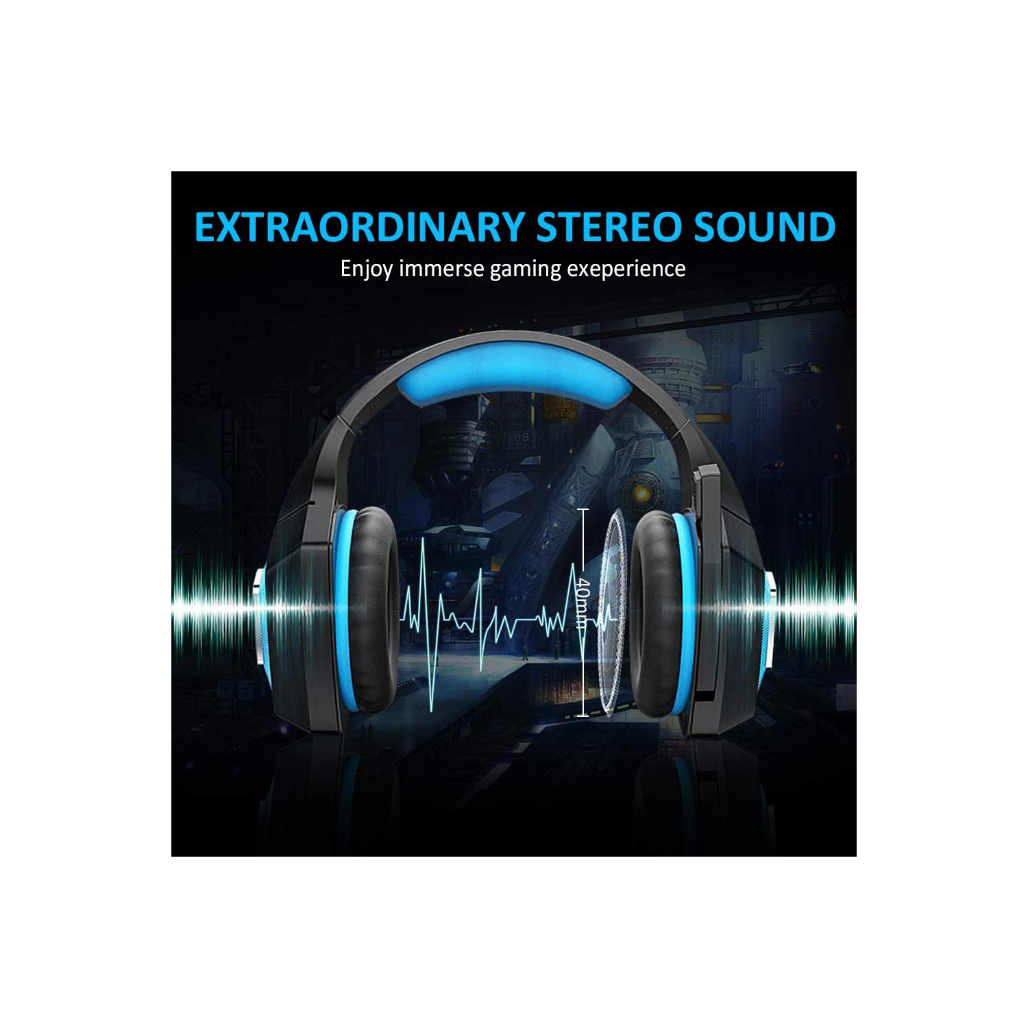 Casque de jeu avec micro pour Xbox One, PS5, PS4, PC, Nintendo Switch playstation 5 - Écouteurs stéréo basses - 3,5 mm - Casque d’écoute léger avec