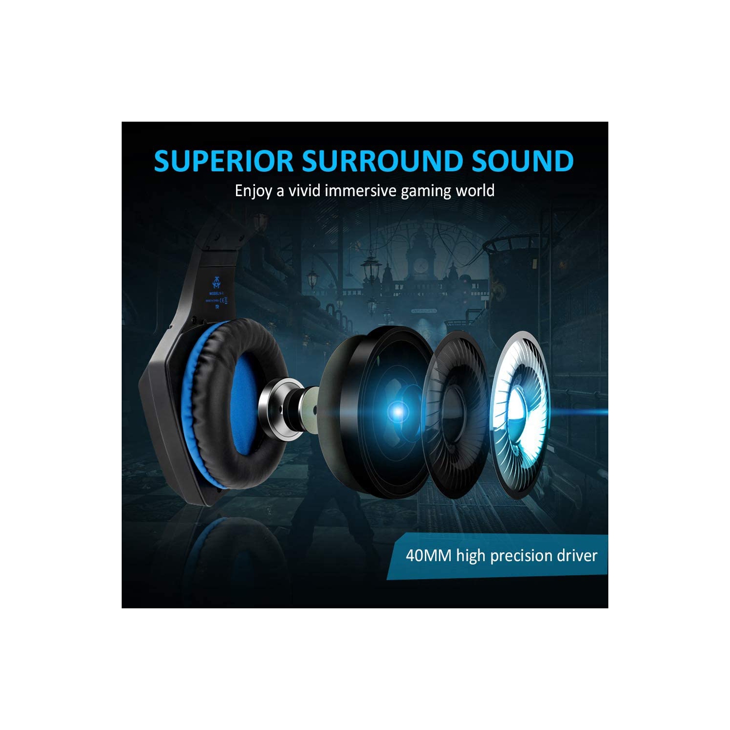 Casque de jeu avec micro pour Xbox One, PS5, PS4, PC, Nintendo Switch playstation 5 - Écouteurs stéréo basses - 3,5 mm - Casque d’écoute léger avec