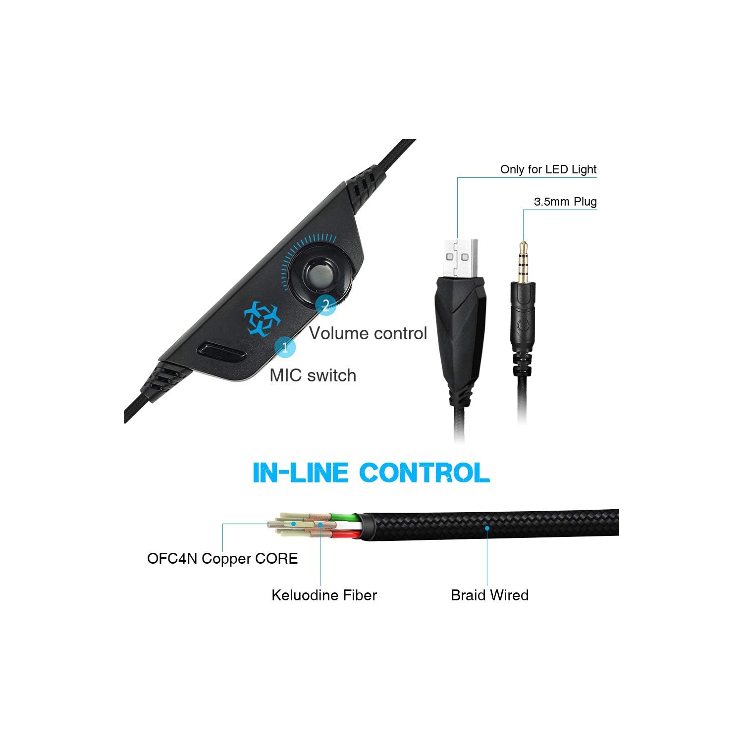 Casque de jeu avec micro pour Xbox One, PS5, PS4, PC, Nintendo Switch playstation 5 - Écouteurs stéréo basses - 3,5 mm - Casque d’écoute léger avec