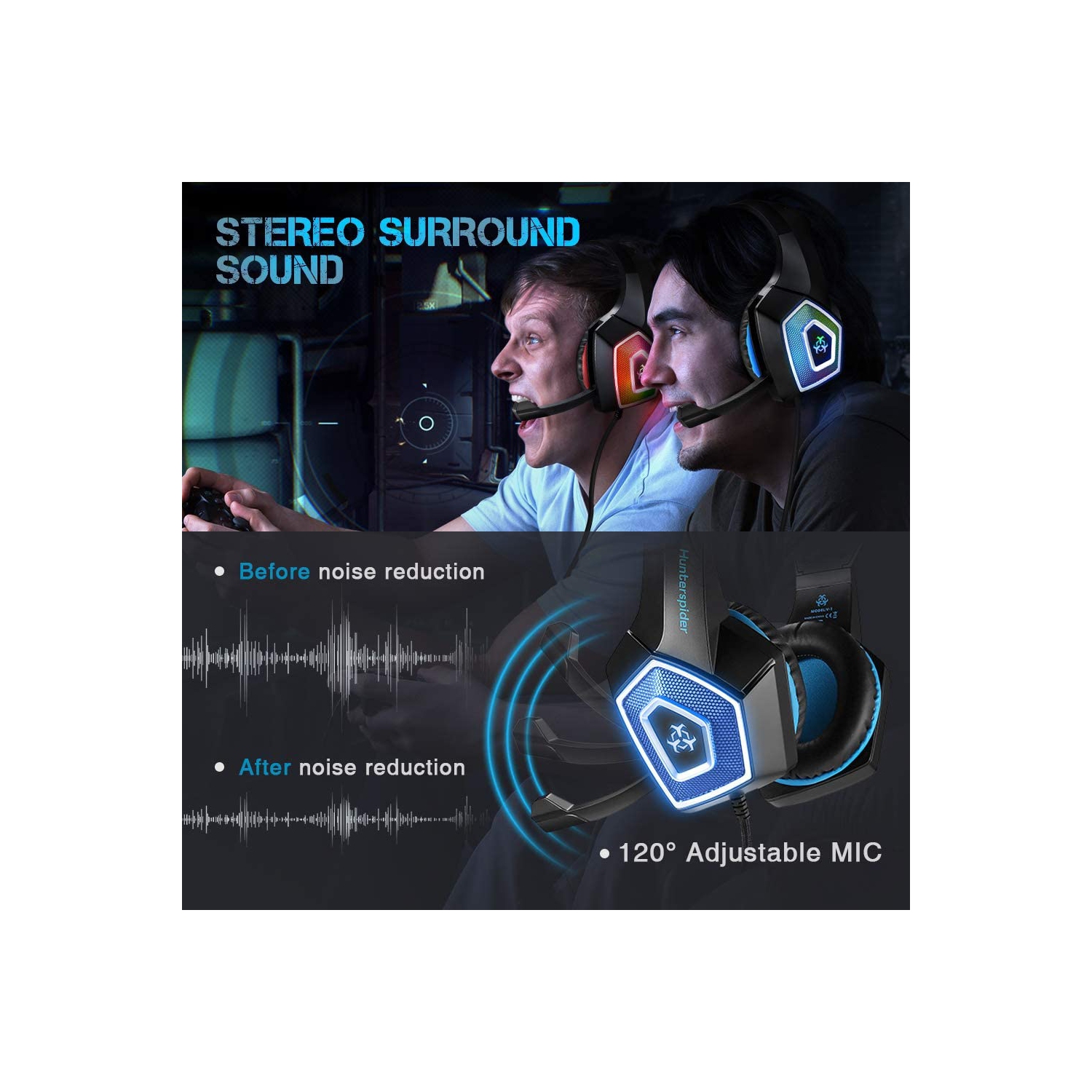 Casque de jeu avec micro pour Xbox One, PS5, PS4, PC, Nintendo Switch playstation 5 - Écouteurs stéréo basses - 3,5 mm - Casque d’écoute léger avec