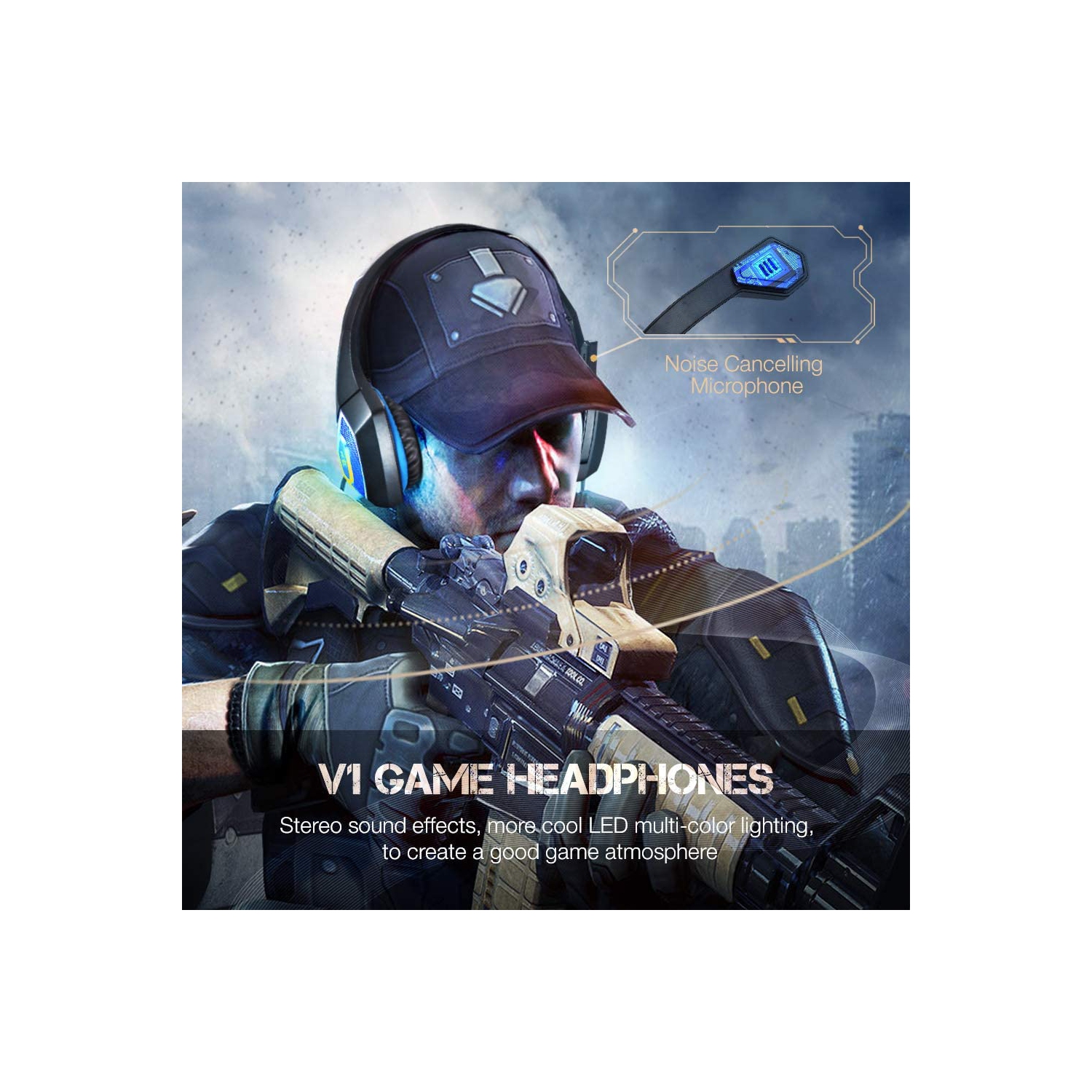 Casque de jeu avec micro pour Xbox One, PS5, PS4, PC, Nintendo Switch playstation 5 - Écouteurs stéréo basses - 3,5 mm - Casque d’écoute léger avec