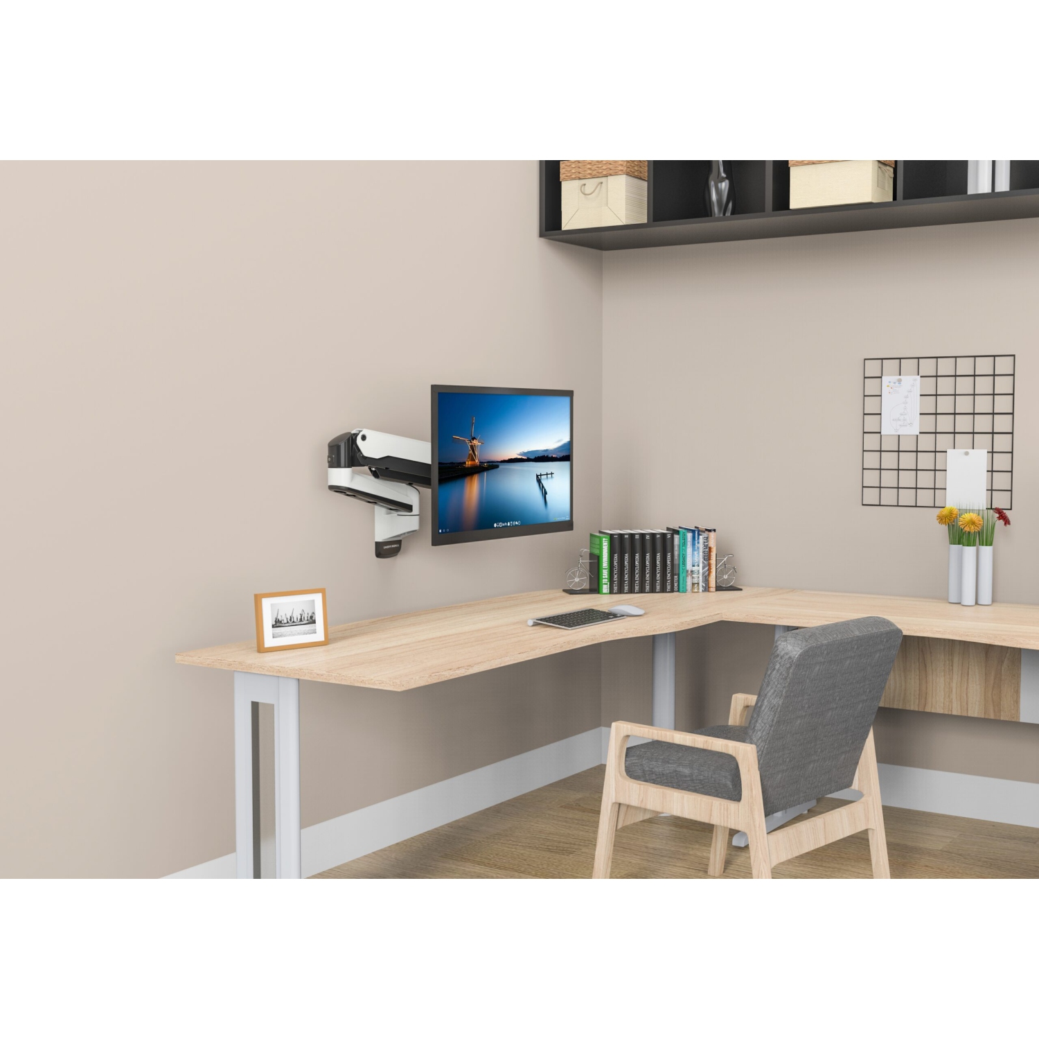 SHOPPINGALL Fully Adjustable Single Gas Spring Monitor Wall Mount Arm LCD for Screens up to 32" - SA-GA12W+A05