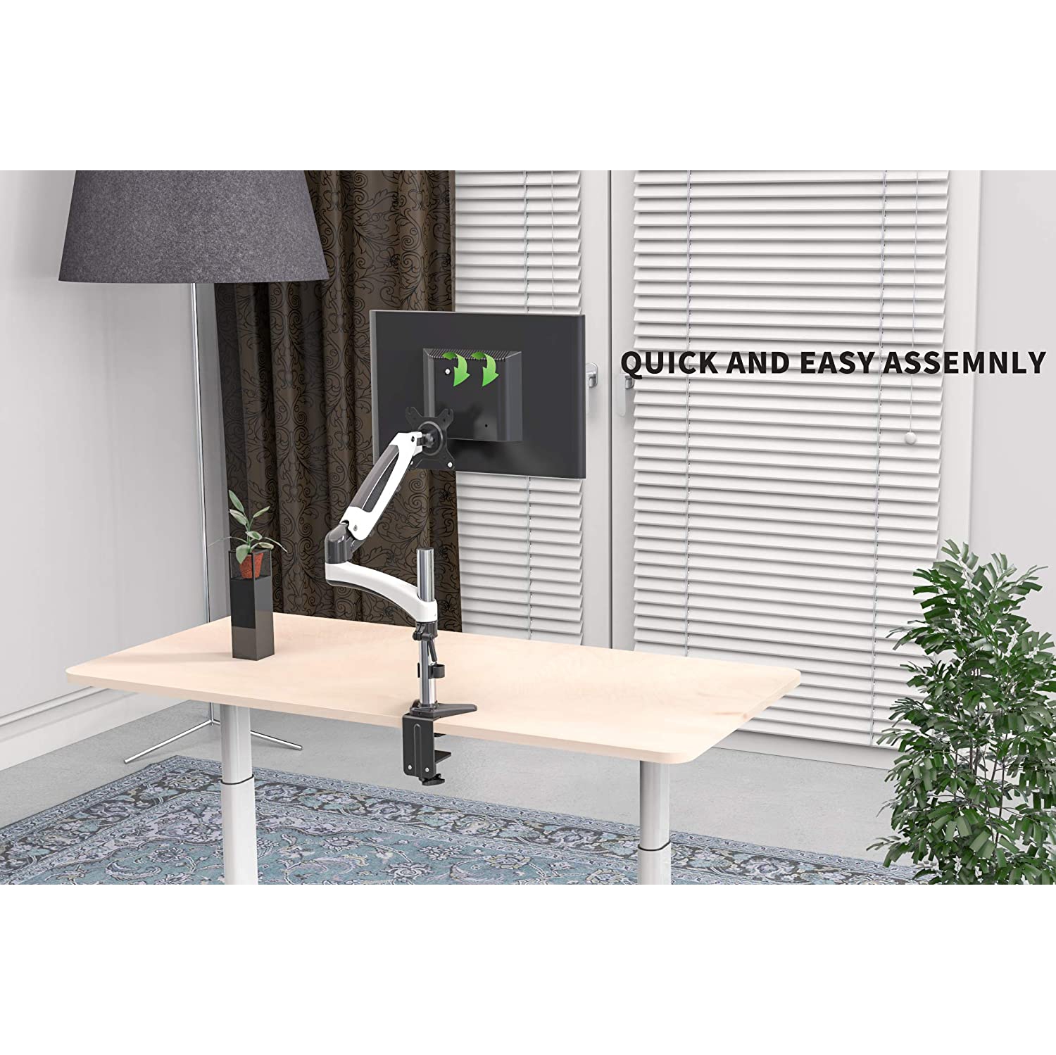 SHOPPINGALL Fully Adjustable Single Gas Spring LCD Monitor Arm Desk Mount Stand for 15"-32" Monitor - SA-GM112D