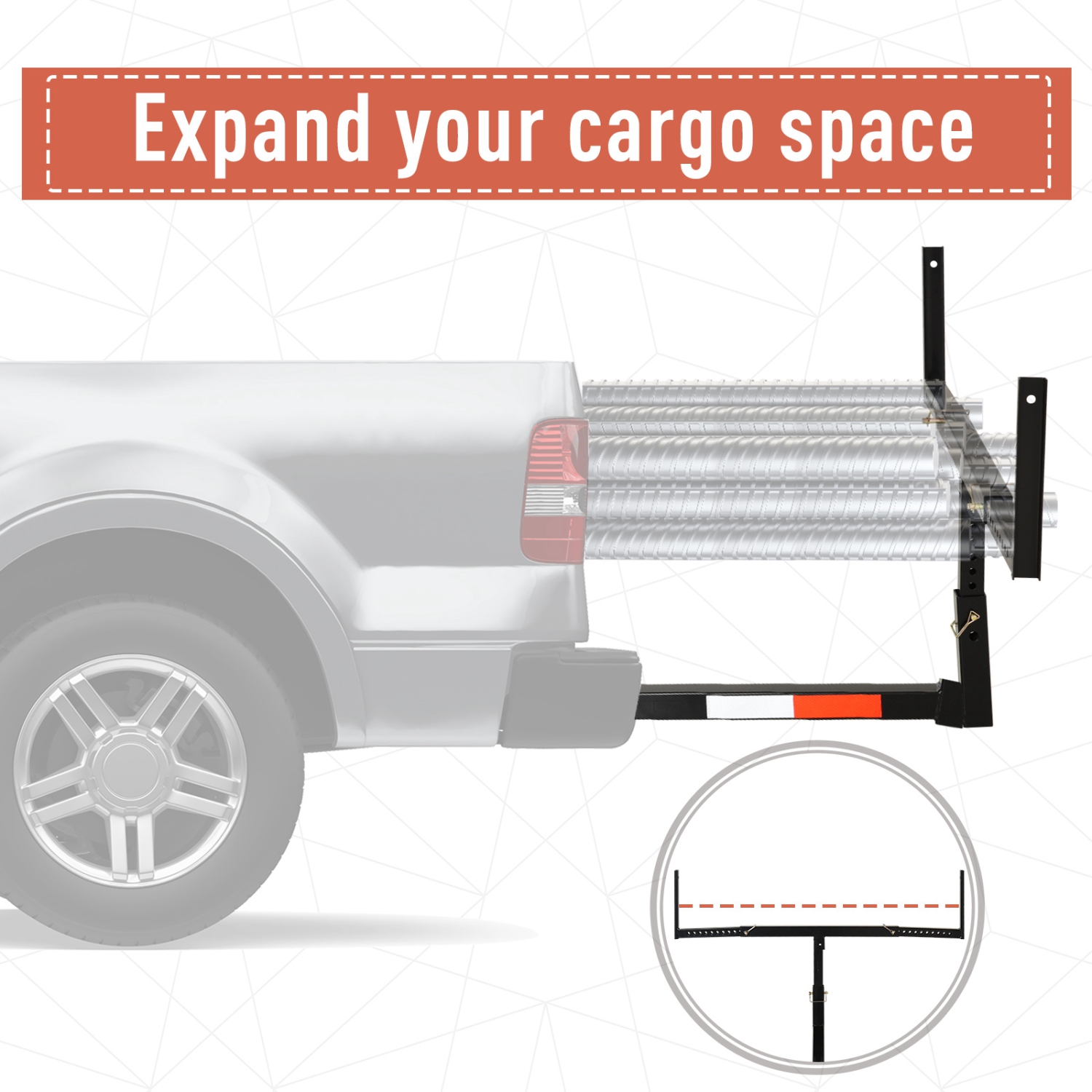 Soozier Suspended Truck Bed Extender with Adjustable Width and Height For Ladder, Rack, Canoe, Kayak, Long Pipes and Lumber