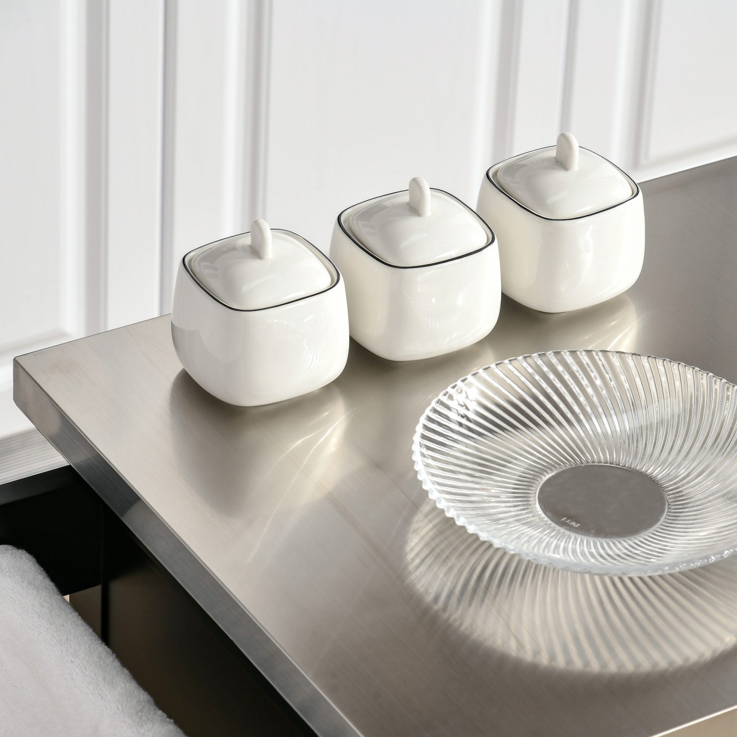 HOMCOM Kitchen Island with Stainless Steel Top, Rolling Kitchen Cart on Wheels with Storage Drawer, Cabinet, Towel Rack and Spice Rack, Black