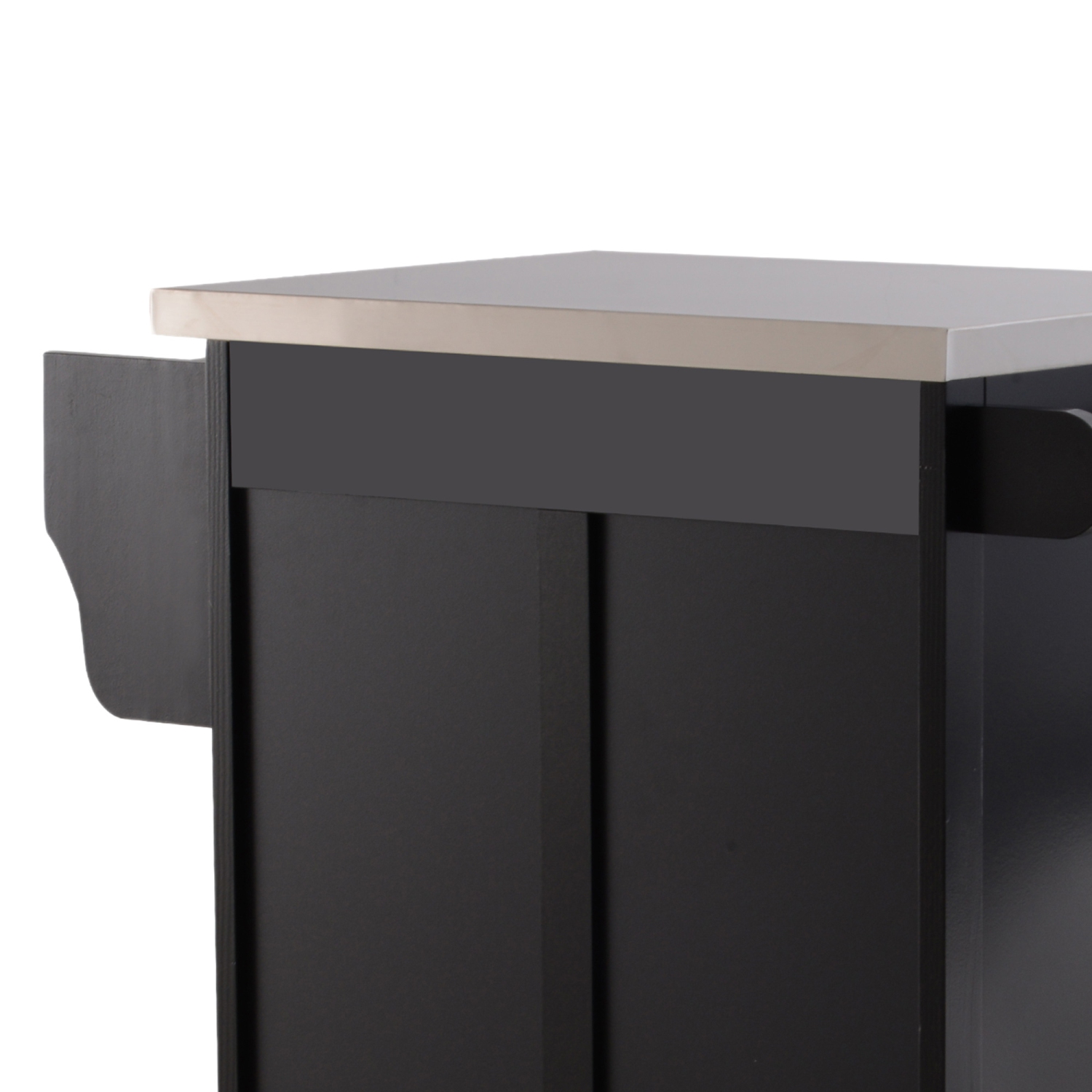 HOMCOM Kitchen Island with Stainless Steel Top, Rolling Kitchen Cart on Wheels with Storage Drawer, Cabinet, Towel Rack and Spice Rack, Black