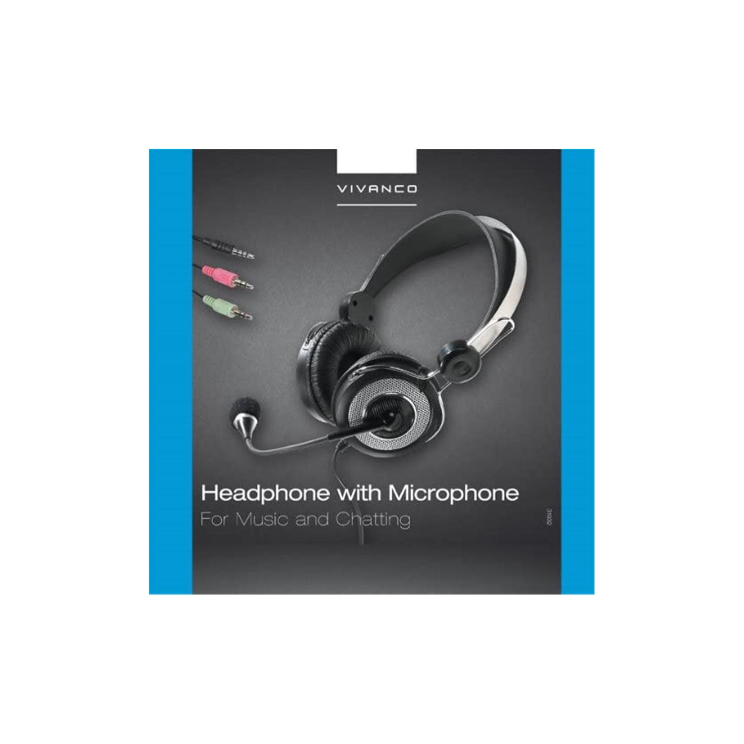 Vivanco - Headset with Microphone, Wired and Lightweight, Black