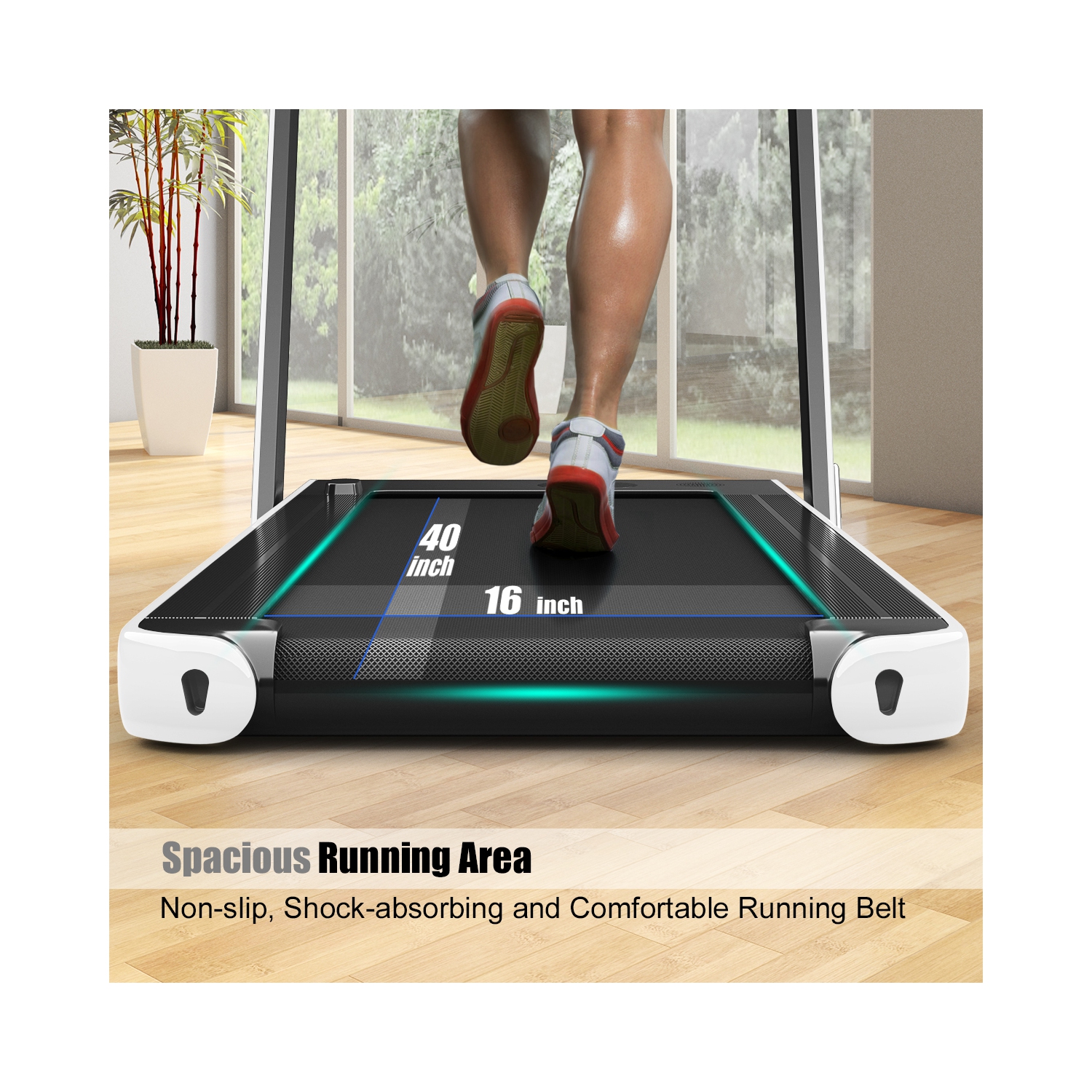 2 en 1 Tapis roulant pliant 2.25HP Machine de course avec double affichage Gymax