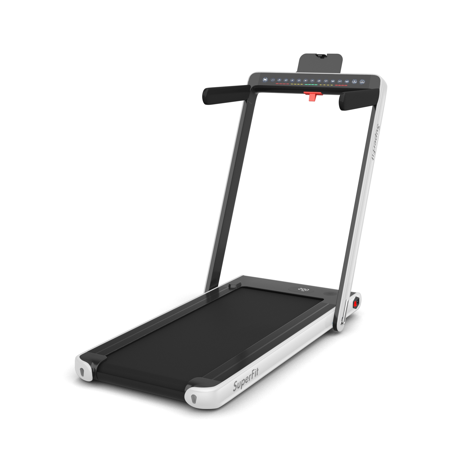 2 en 1 Tapis roulant pliant 2.25HP Machine de course avec double affichage Gymax