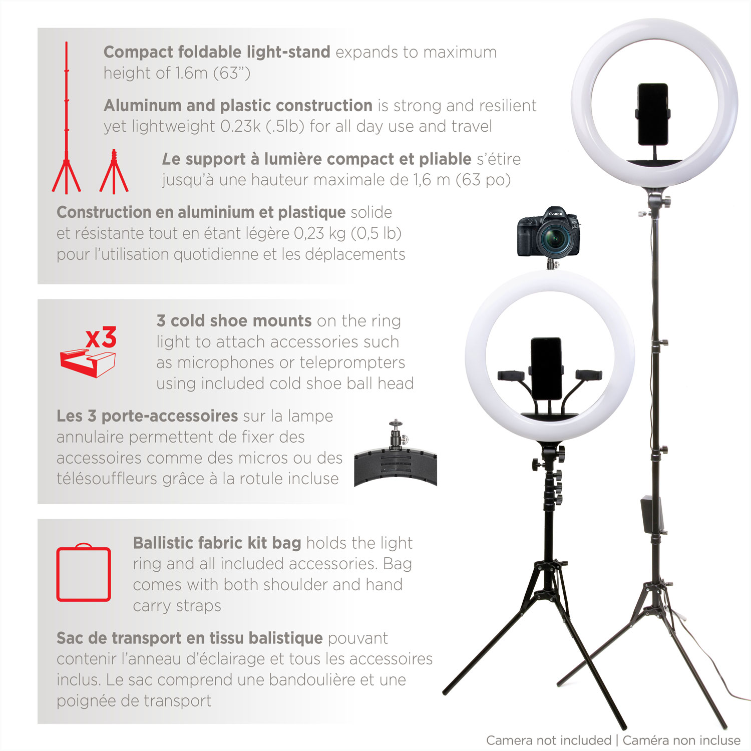 Mobifoto 18" Bi-Colour LED Ring Light Vlog Kit