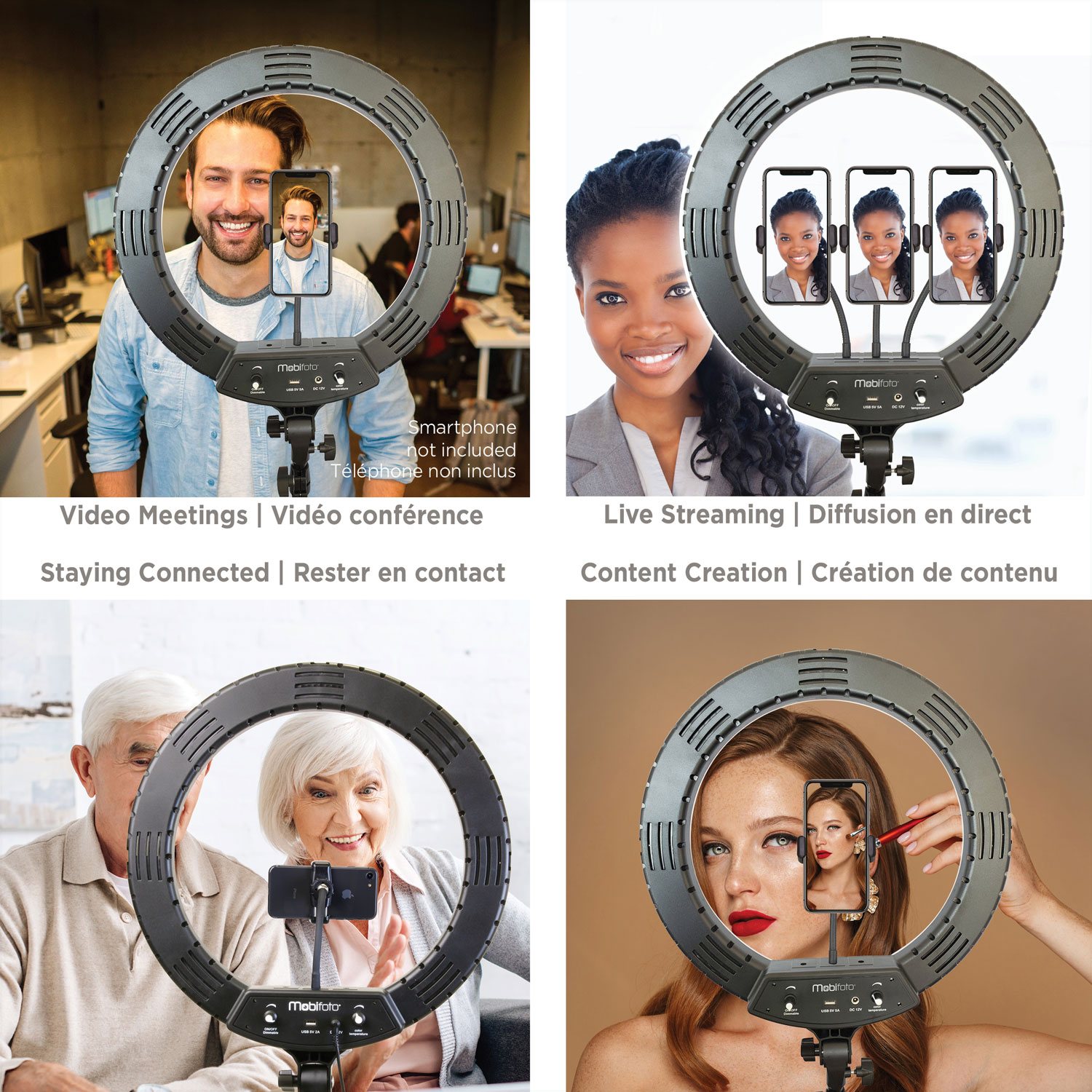 Mobifoto 18" Bi-Colour LED Ring Light Vlog Kit