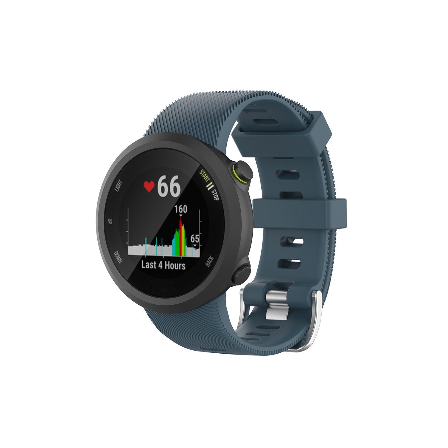 StrapsCo Bracelet de bracelet en caoutchouc de silicone pour précurseur Garmin 45 & Nage 2 - Bleu-gris