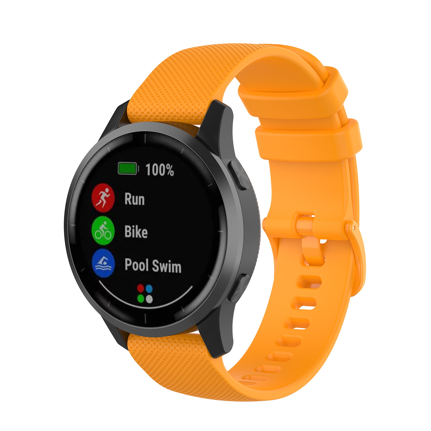 StrapsCo 22mm Quick Release Silicone Rubber Watch Band Strap for Garmin Vivoactive 4 - Orange
